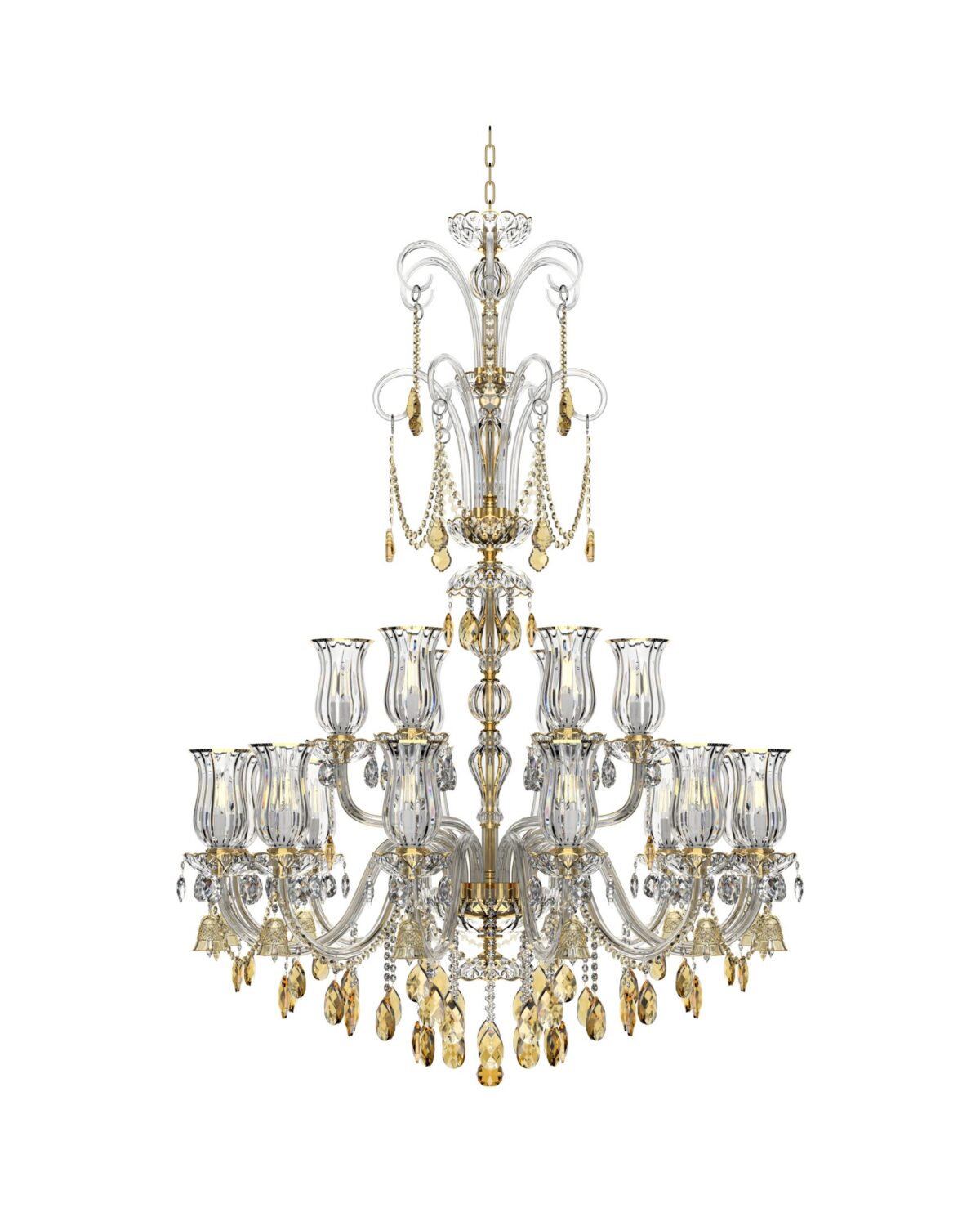 Large Classic Amber Crystal Chandelier 117/12+6/04-2/DB2-T2B