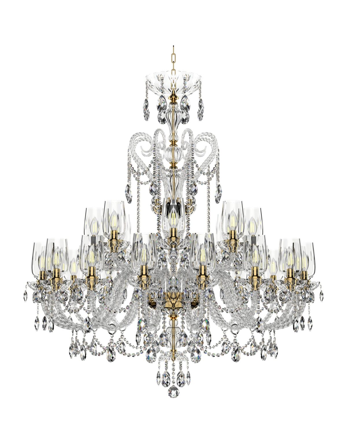 Bohemian Crystal Chandelier Magic Swan L138/16+8/01/AB3T