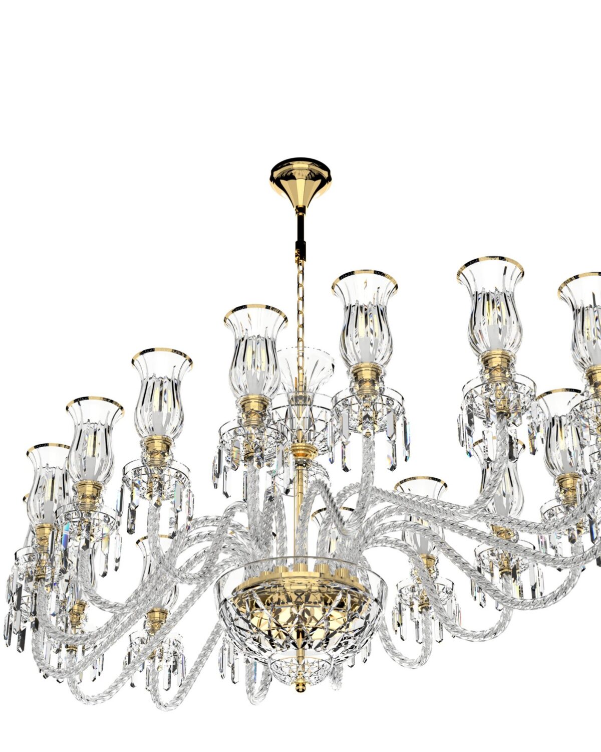 Large Oval Crystal Chandelier with Tulips 678/16/03T
