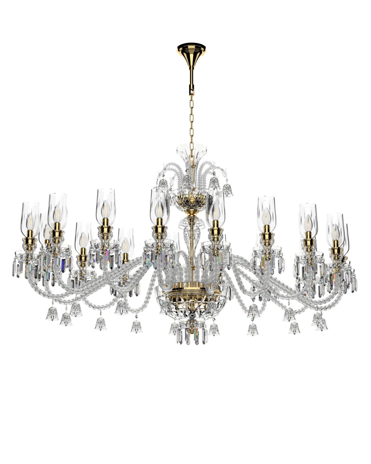 Large Oval Bohemian Chandelier with Tulips and Bells 678/16/03/AB3TB