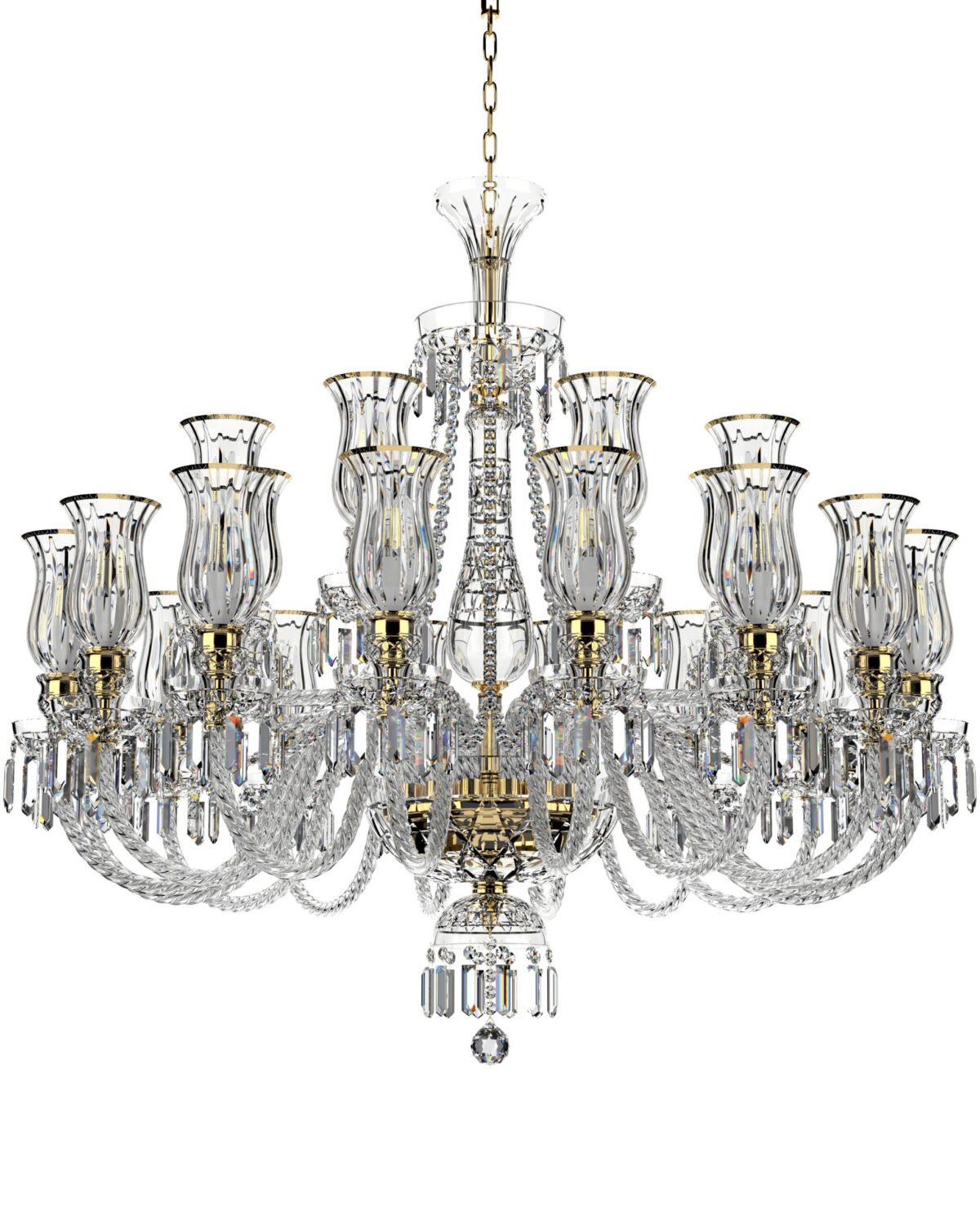 Large Bohemian Crystal Chandelier with Tulips 678/24/03T