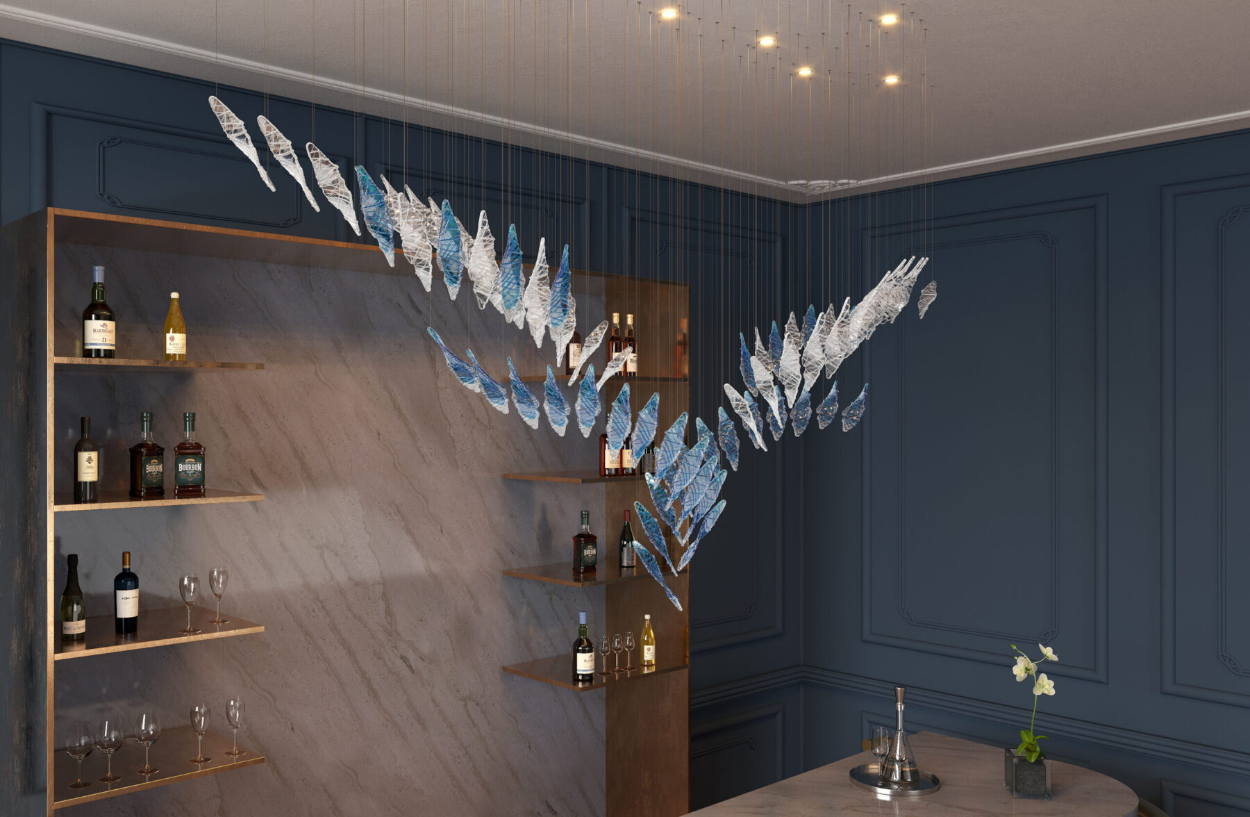 Iceberg 4 Blue Sculpture Wave Light, catalog view