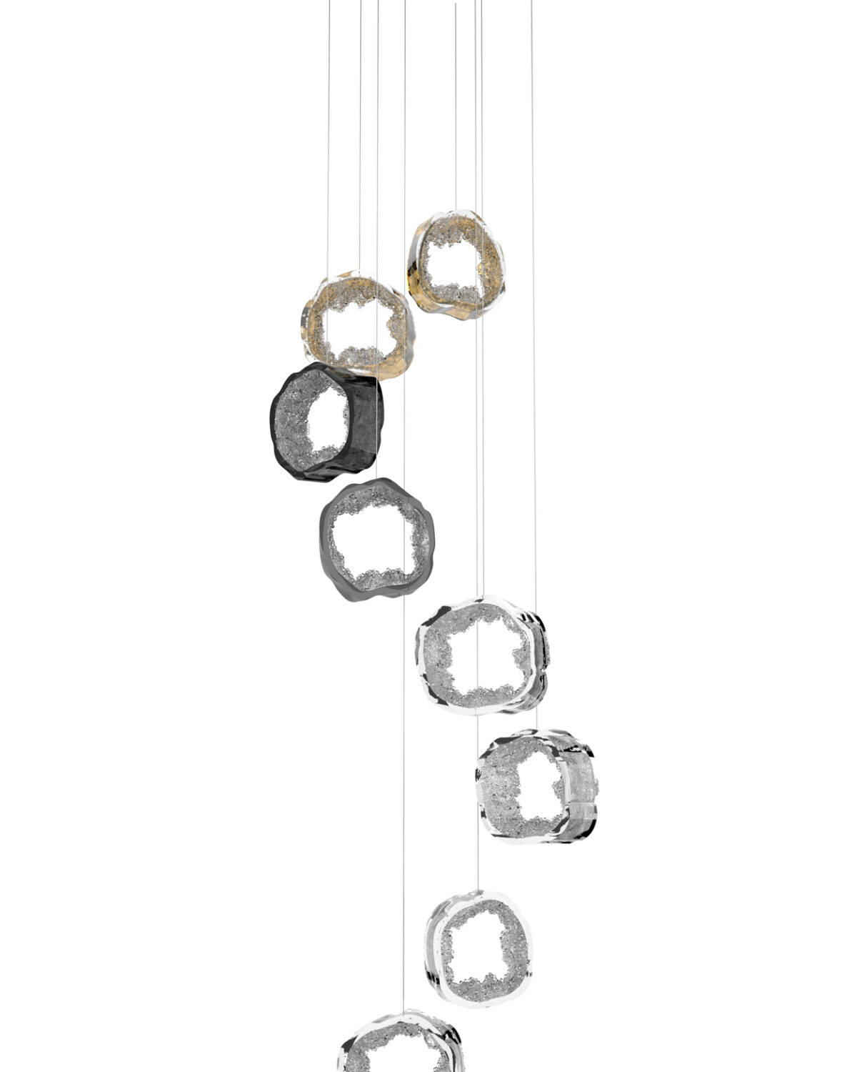 Long pendant chandelier Glittering Eye 1