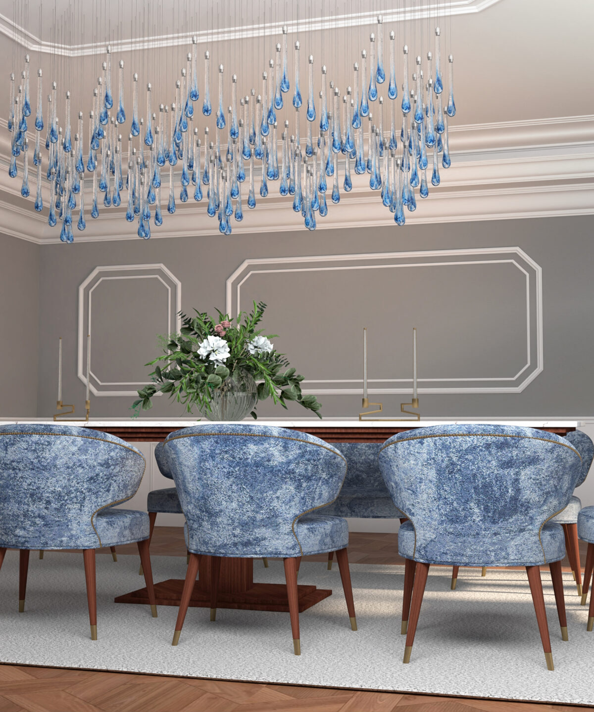 Rectangular crystal composition from the Water family, scaled for double-height architecture.