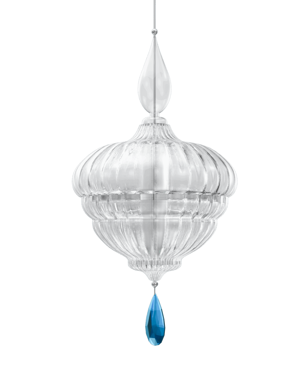 Crystal Lantern A Pendant with Blue Accent