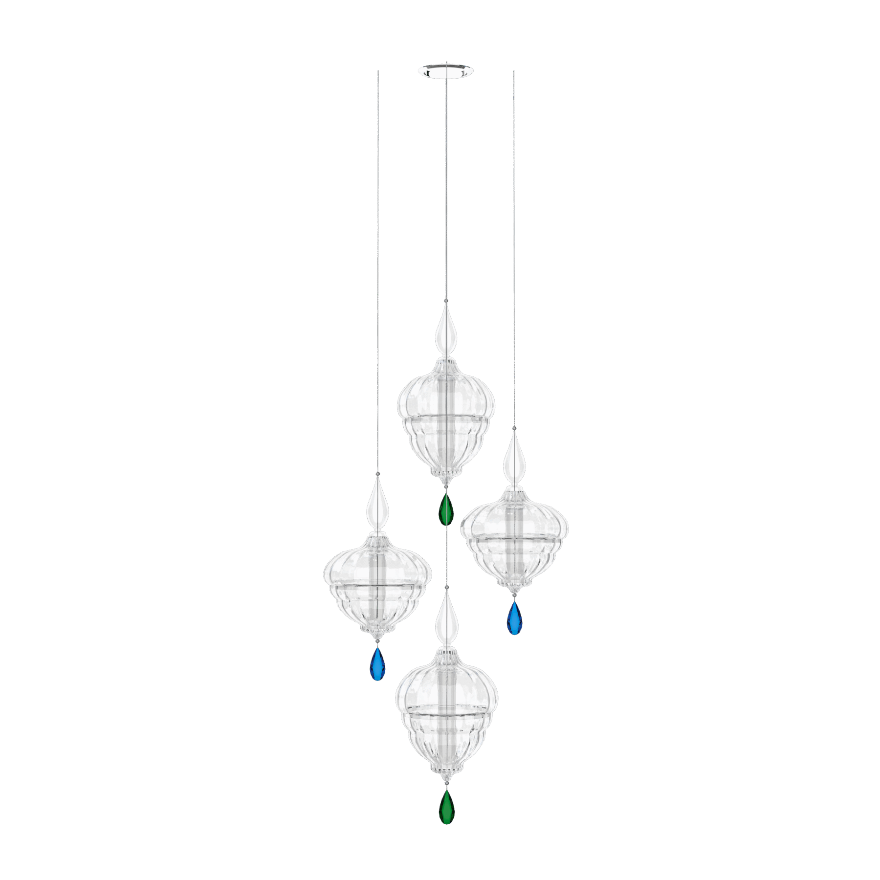 Lantern 2 Crystal Pendant with Blue & Green Accent, catalog view