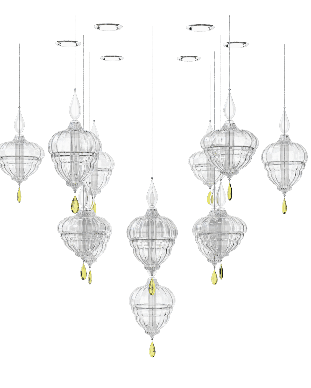 Lantern 5 Large Crystal Pendant Fixtures