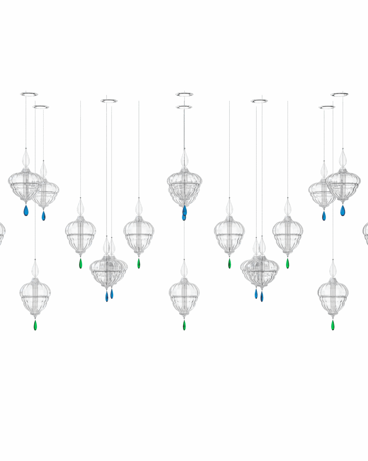 Lantern 6 Large linear crystal pendant