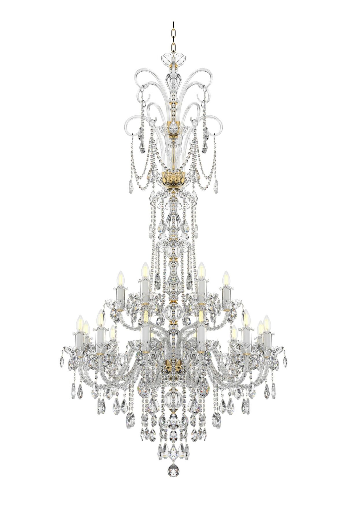 Crownlight Long Classic Chandelier with gold and silver accent L117/18/04, catalog view