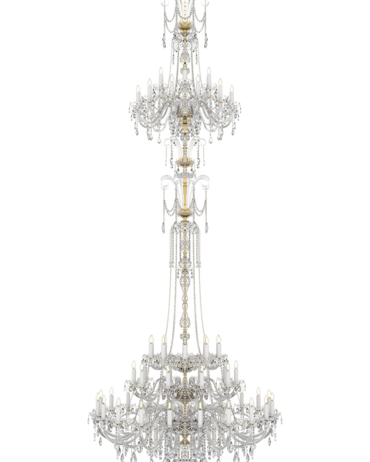 Crownlight Long Classic Chandelier with gold and silver accent 58 lights L117/58/04
