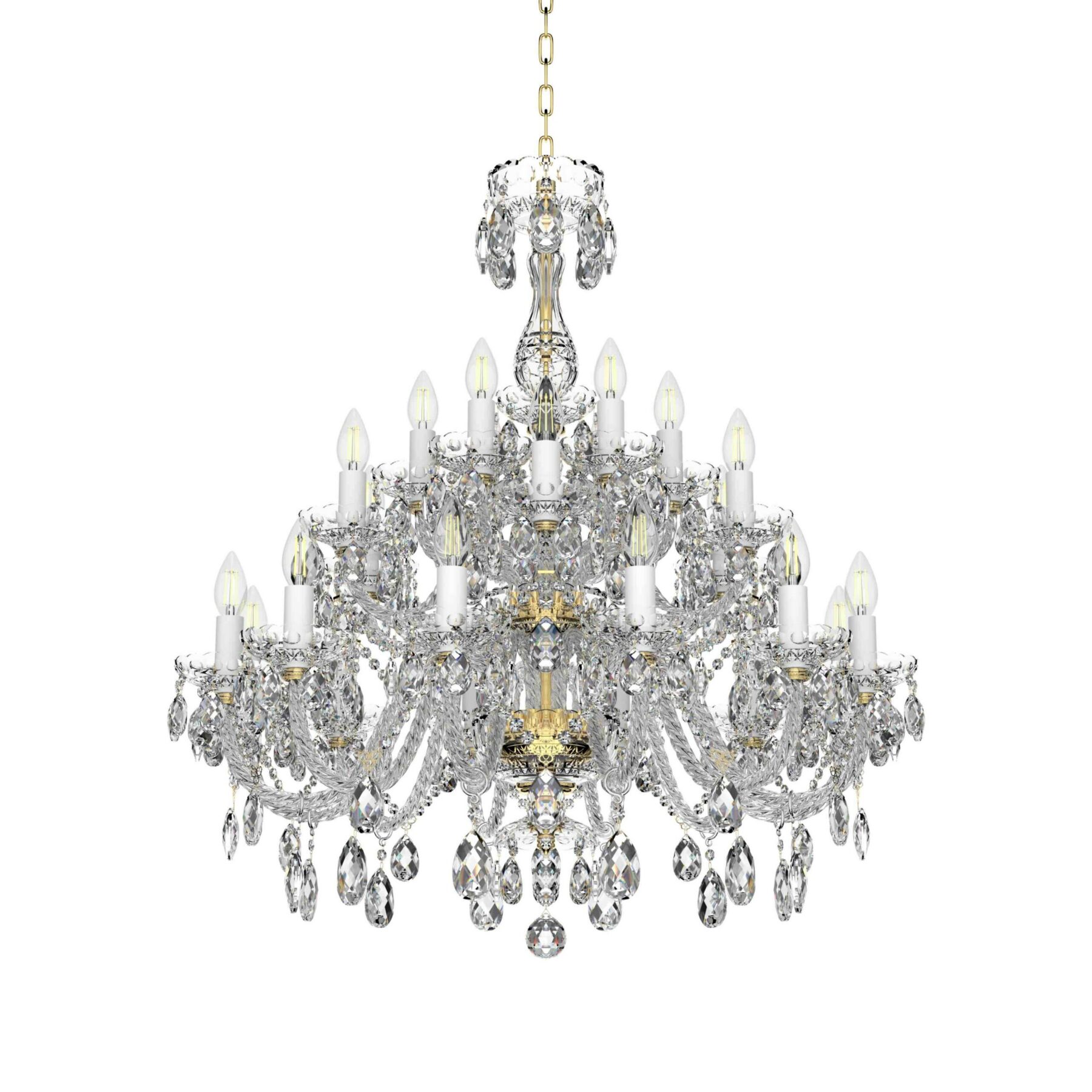 Gold 24-Arm Chandelier Classic Crystal Lighting Fixture L620/24/19 BA, catalog view