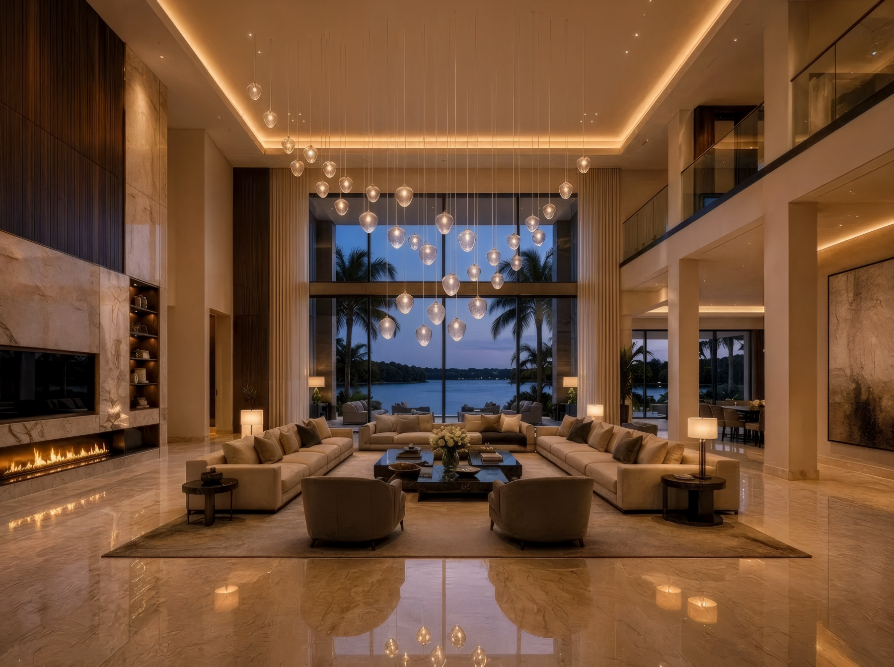 Amulet 11 Oversized Modern Crystal Chandelier shown in a contemporary interior