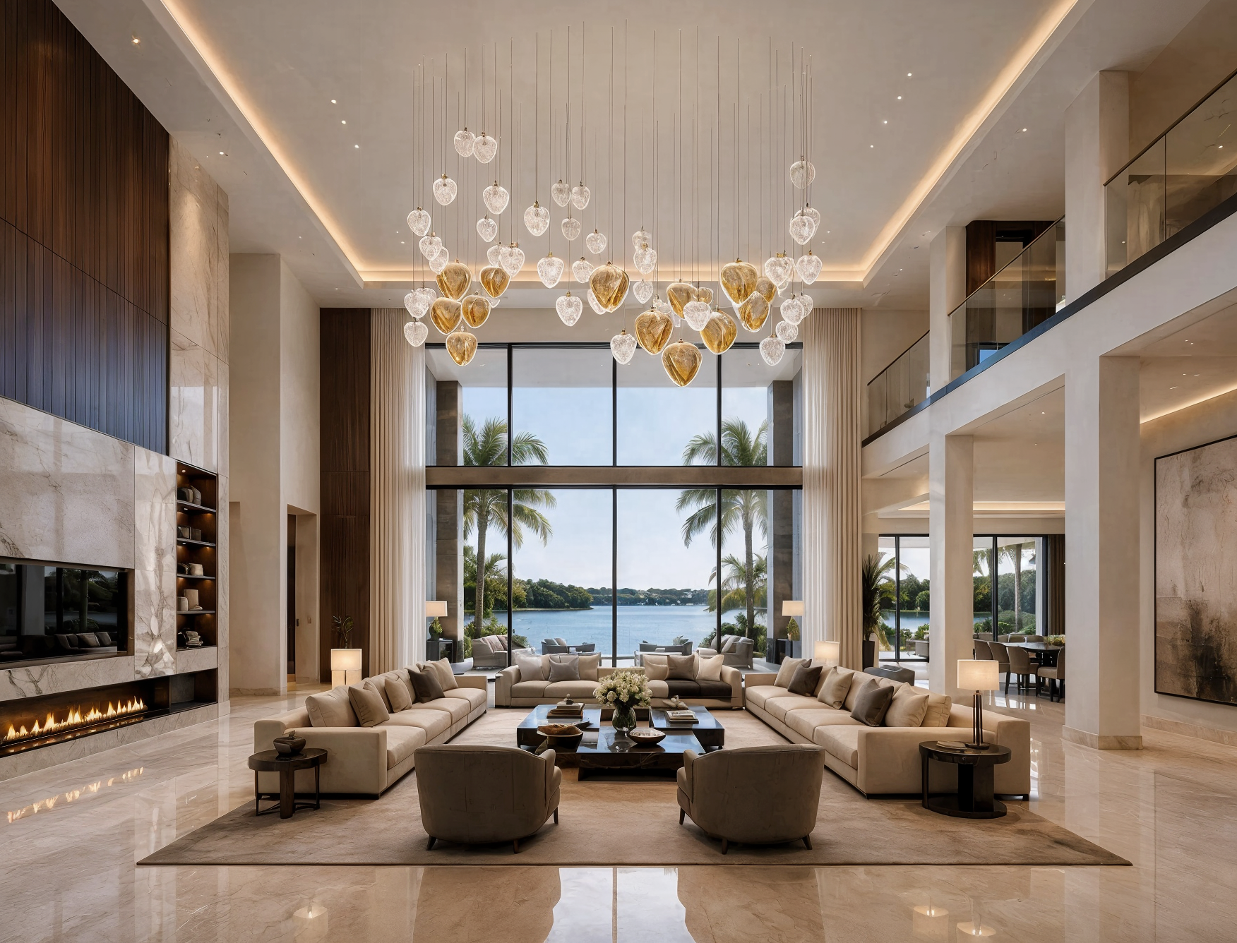Amulet 12 Modern Oversized Cascade Lighting Fixture shown in a contemporary interior
