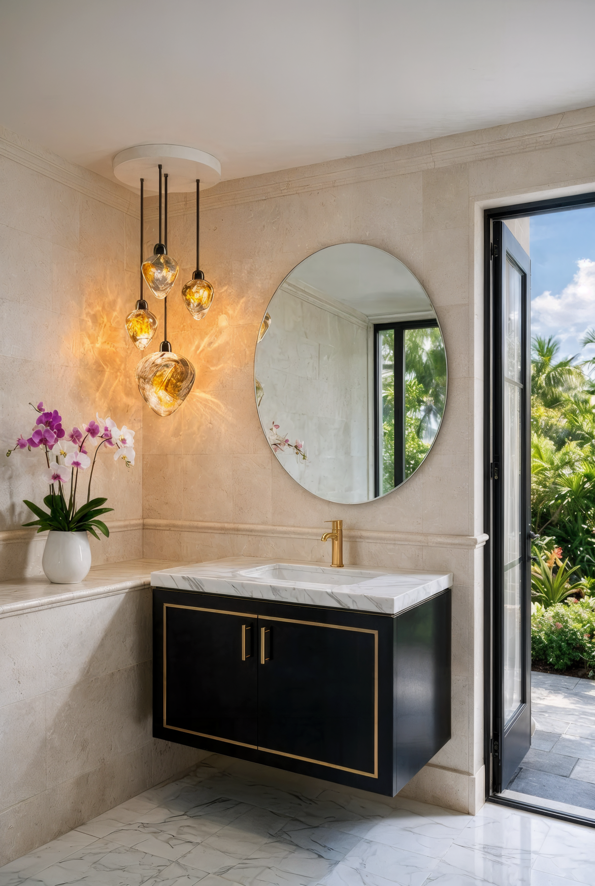 Amulet 2 Bohemian Crystal Ceiling Chandelier shown in a contemporary interior