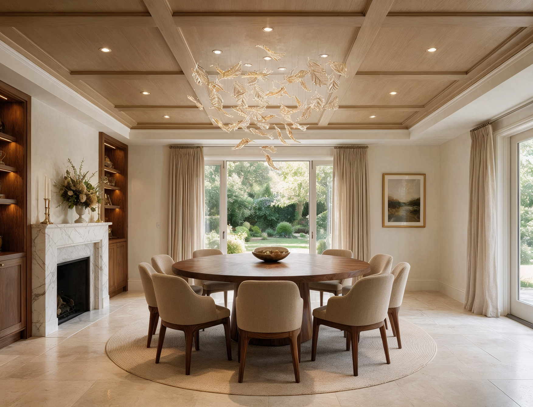 HOLLY LEAF 5 Crystal Ceiling Lighting Fixture shown in a contemporary interior