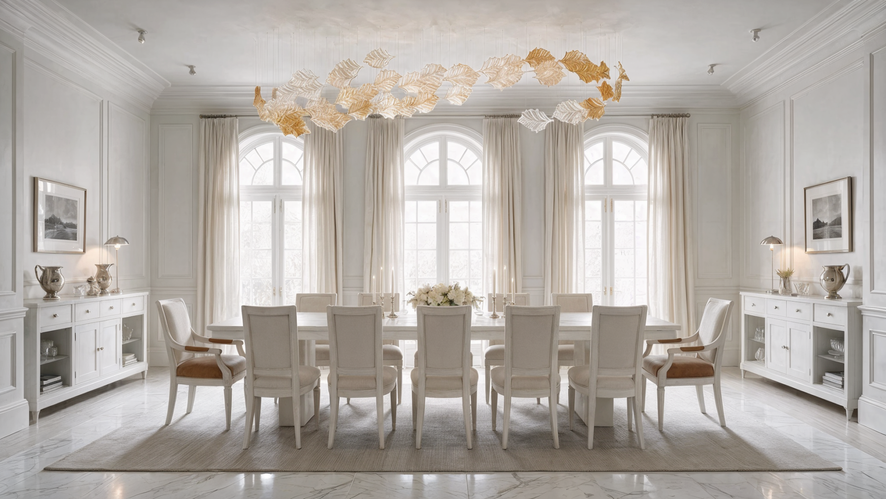 Holly Leaf 6 Crystal Chandelier shown in a contemporary interior