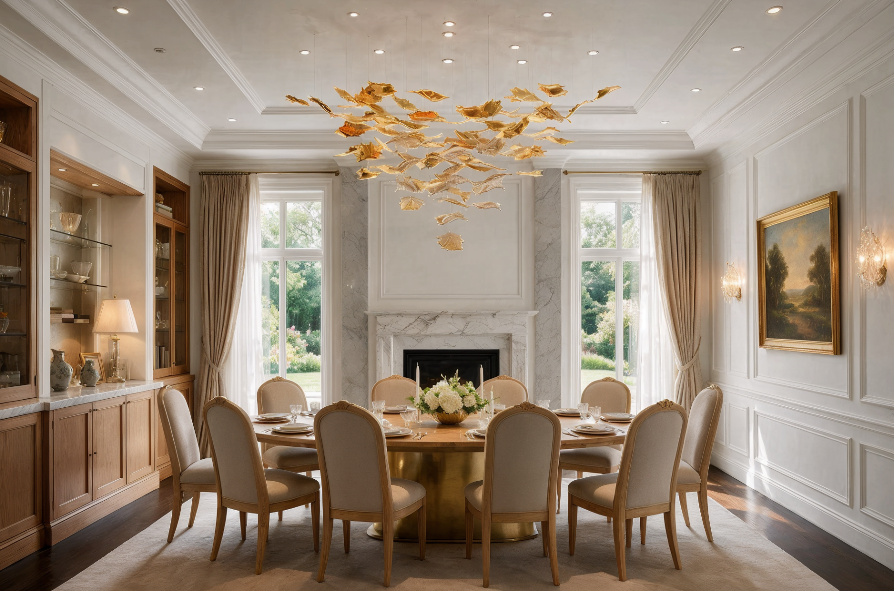 HOLLY LEAF 8 Crystal Ceiling Fixture shown in a contemporary interior
