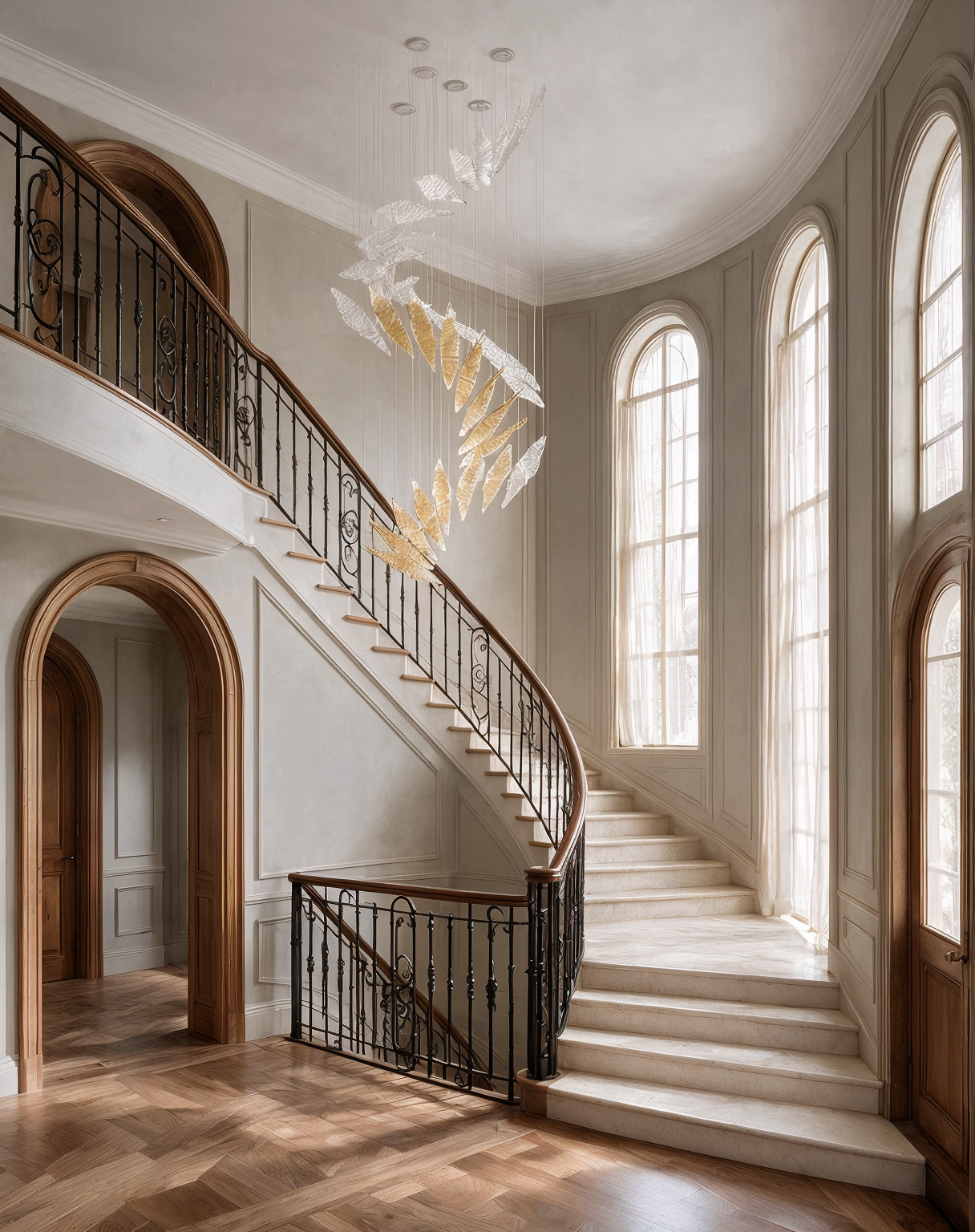 Iceberg 2 Spiral Chandelier shown in a contemporary interior