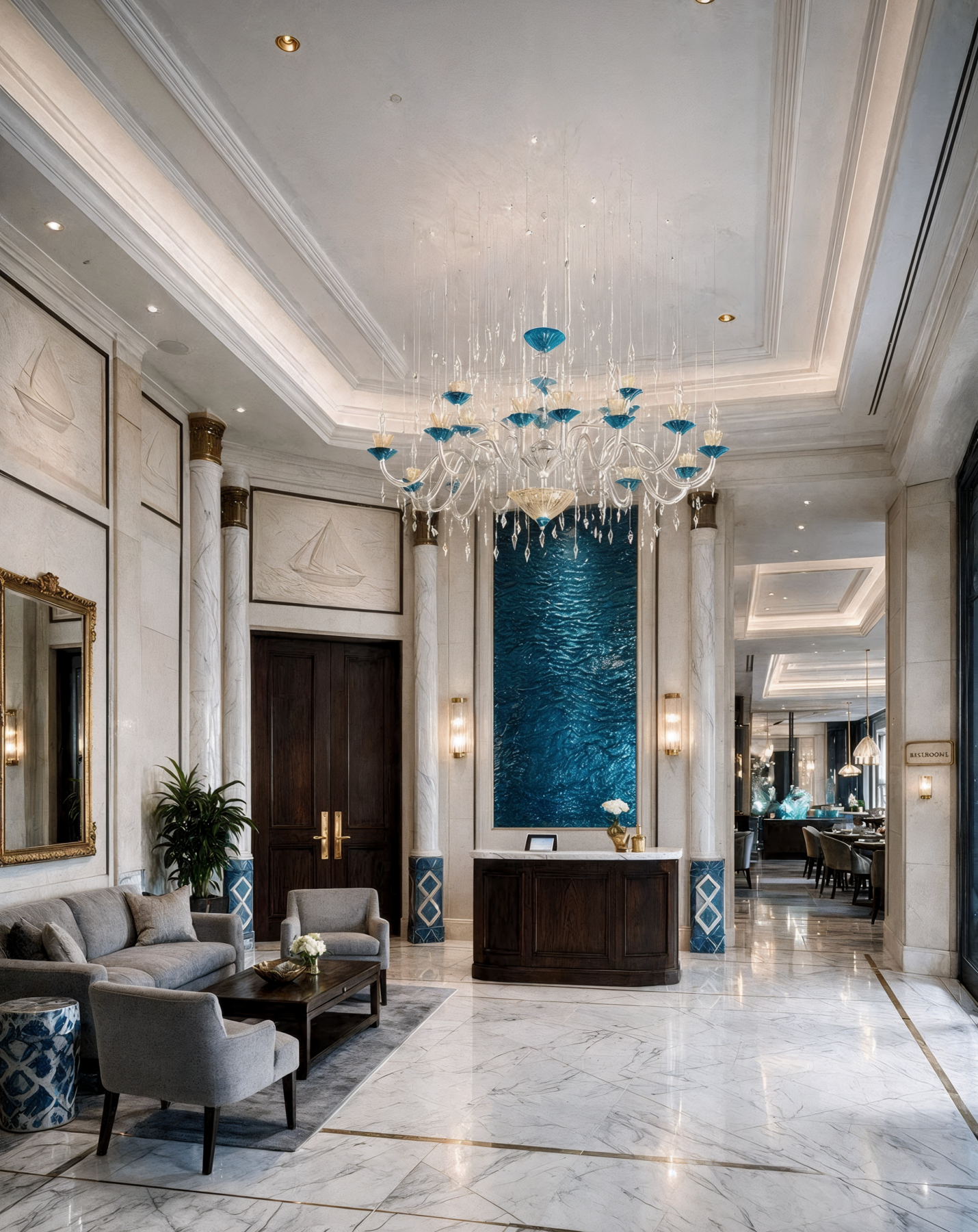 Illusion 635 16+8 Champagne + Turquoise shown in a contemporary interior