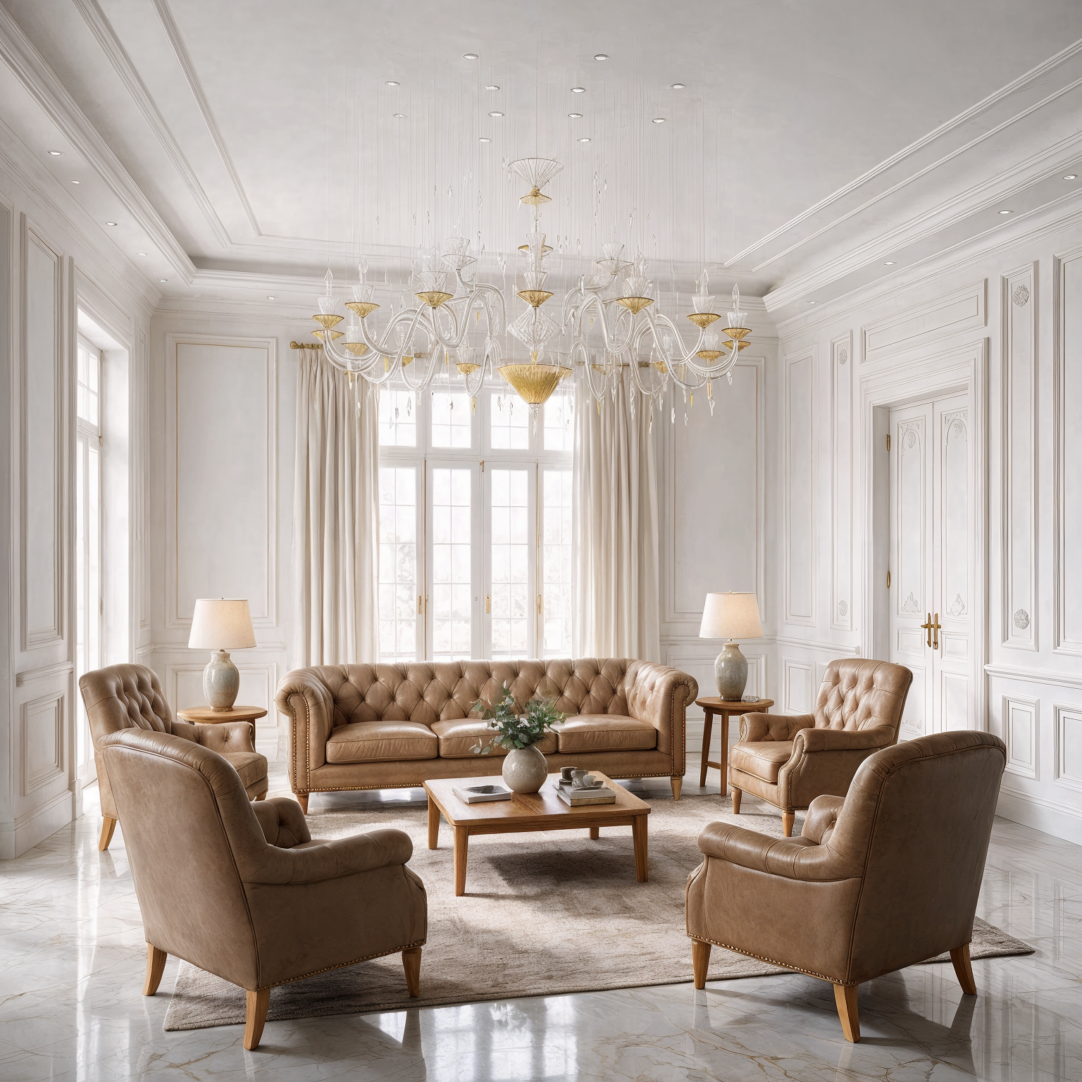 ILLUSION Grand CHAMPAGNE Chandelier shown in a contemporary interior