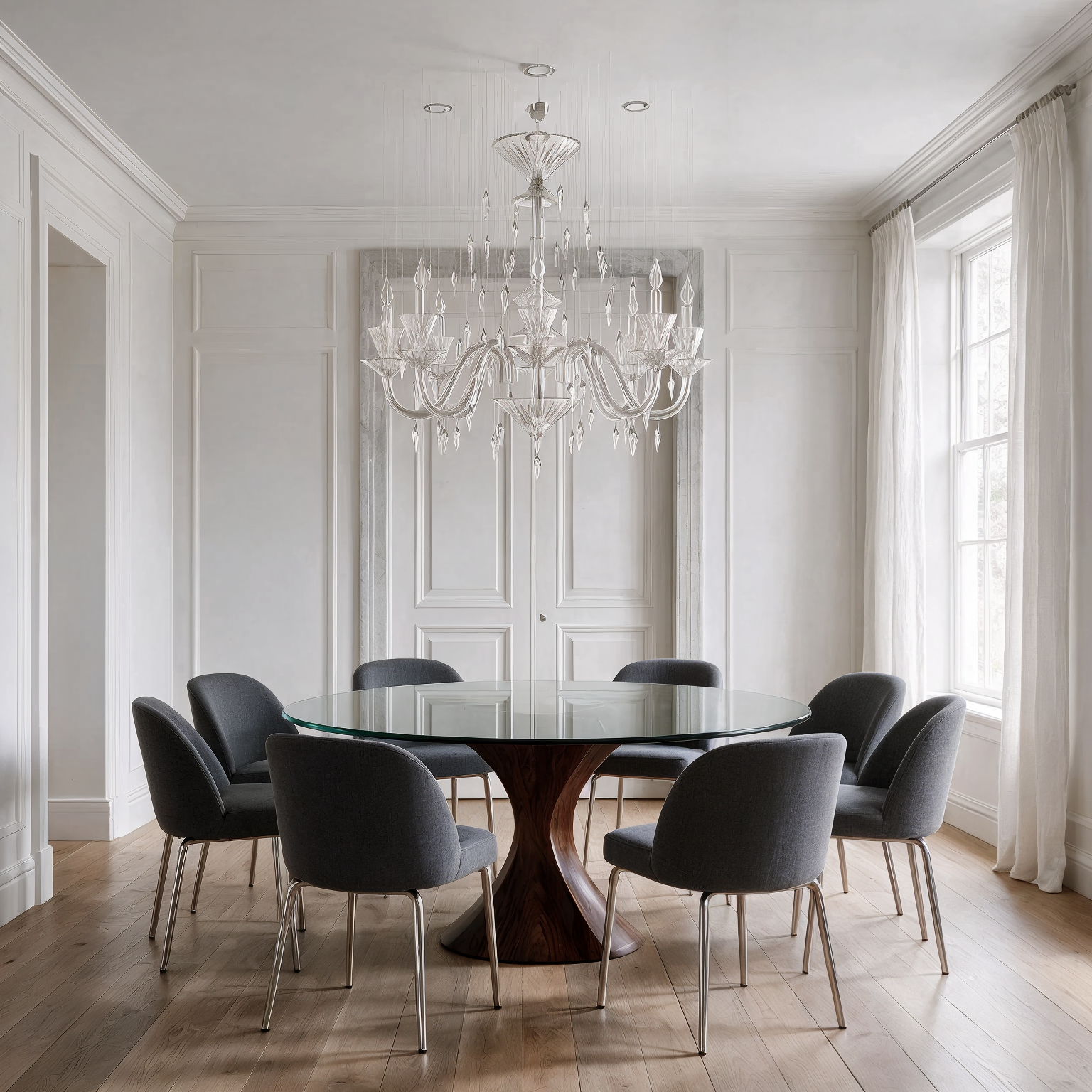 ILLUSION Crystal Chandelier shown in a contemporary interior