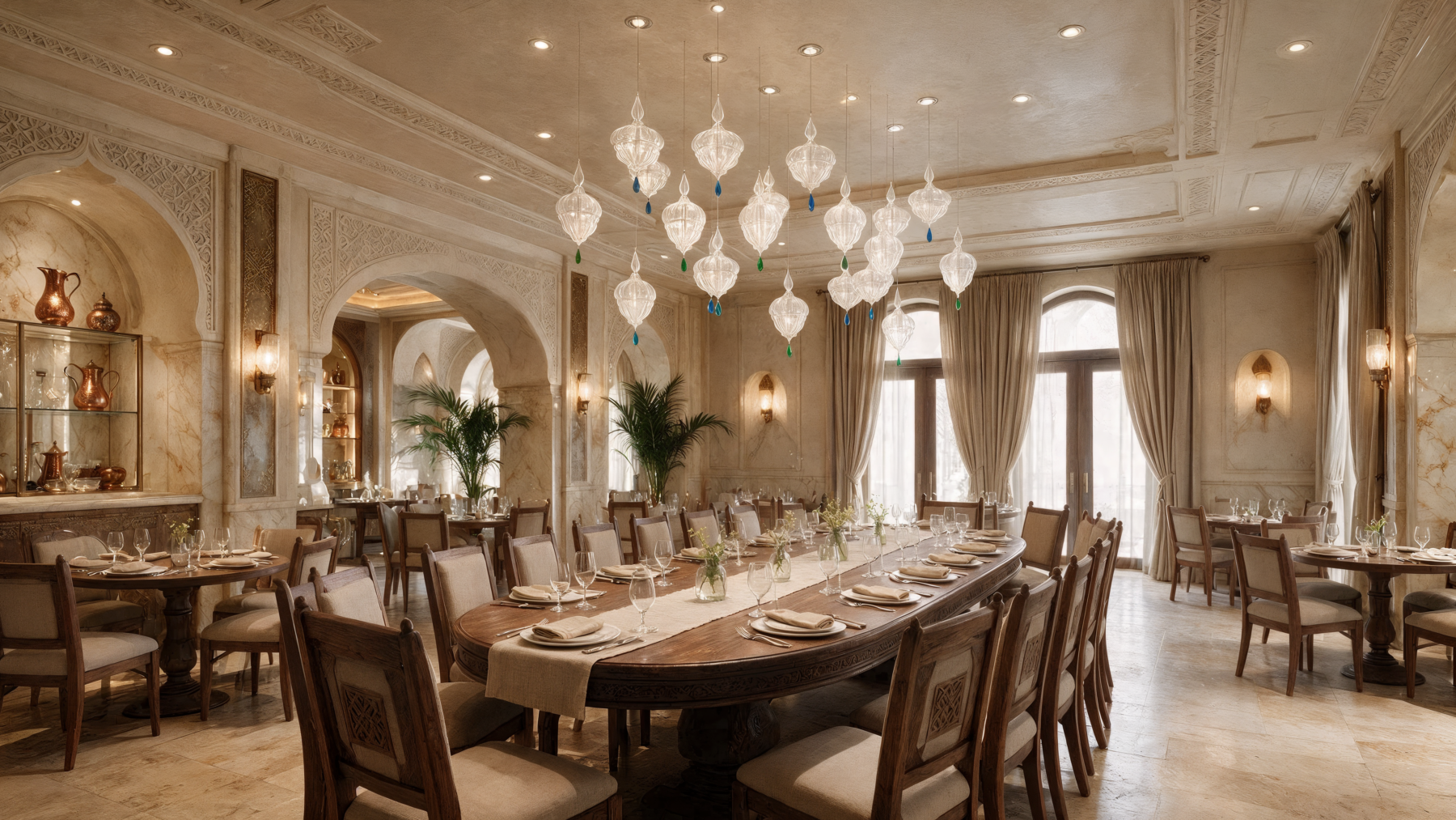 Lantern 6 Large linear crystal pendant shown in a contemporary interior