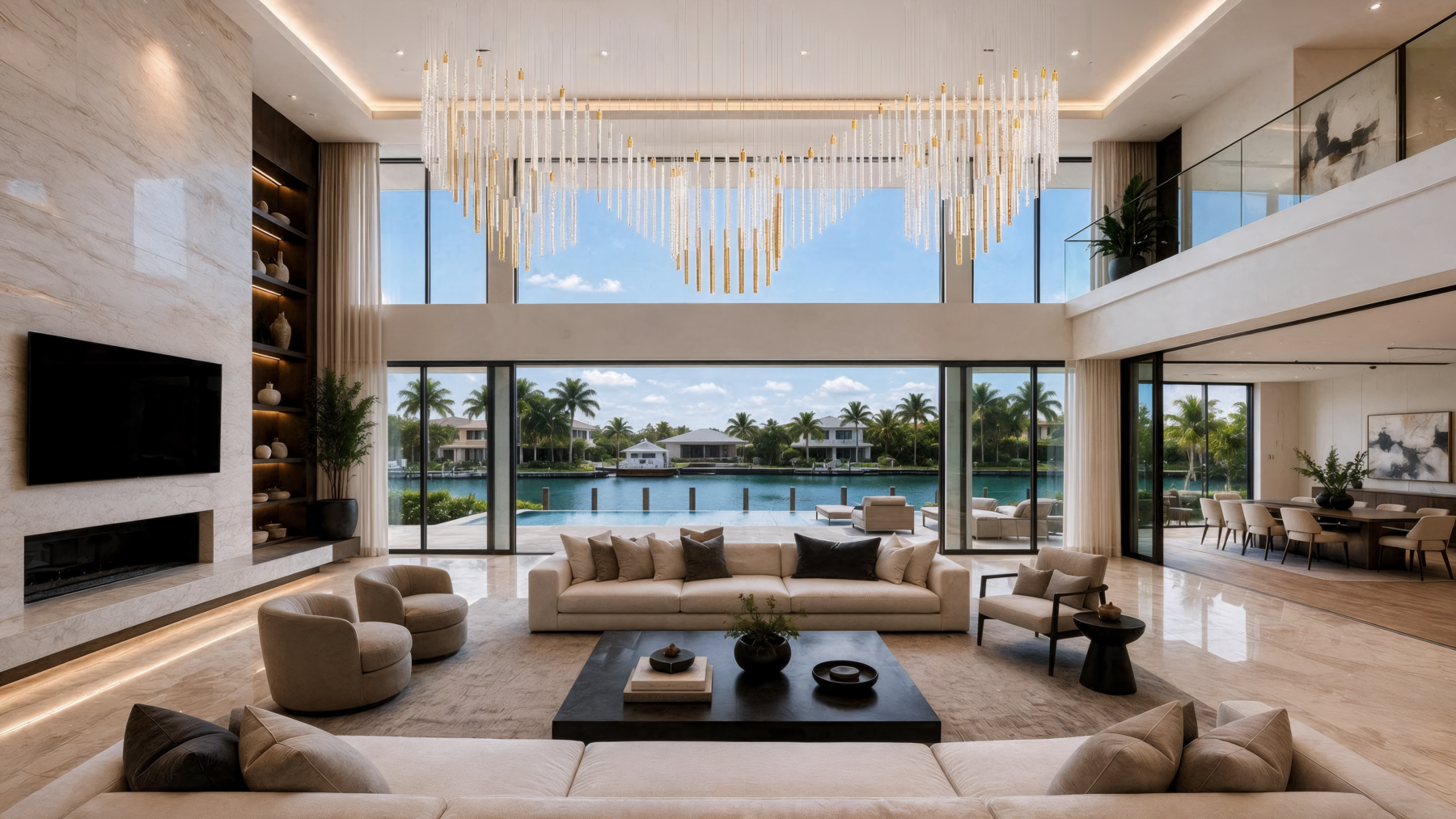 Oversized Chandelier Melody 2 shown in a contemporary interior