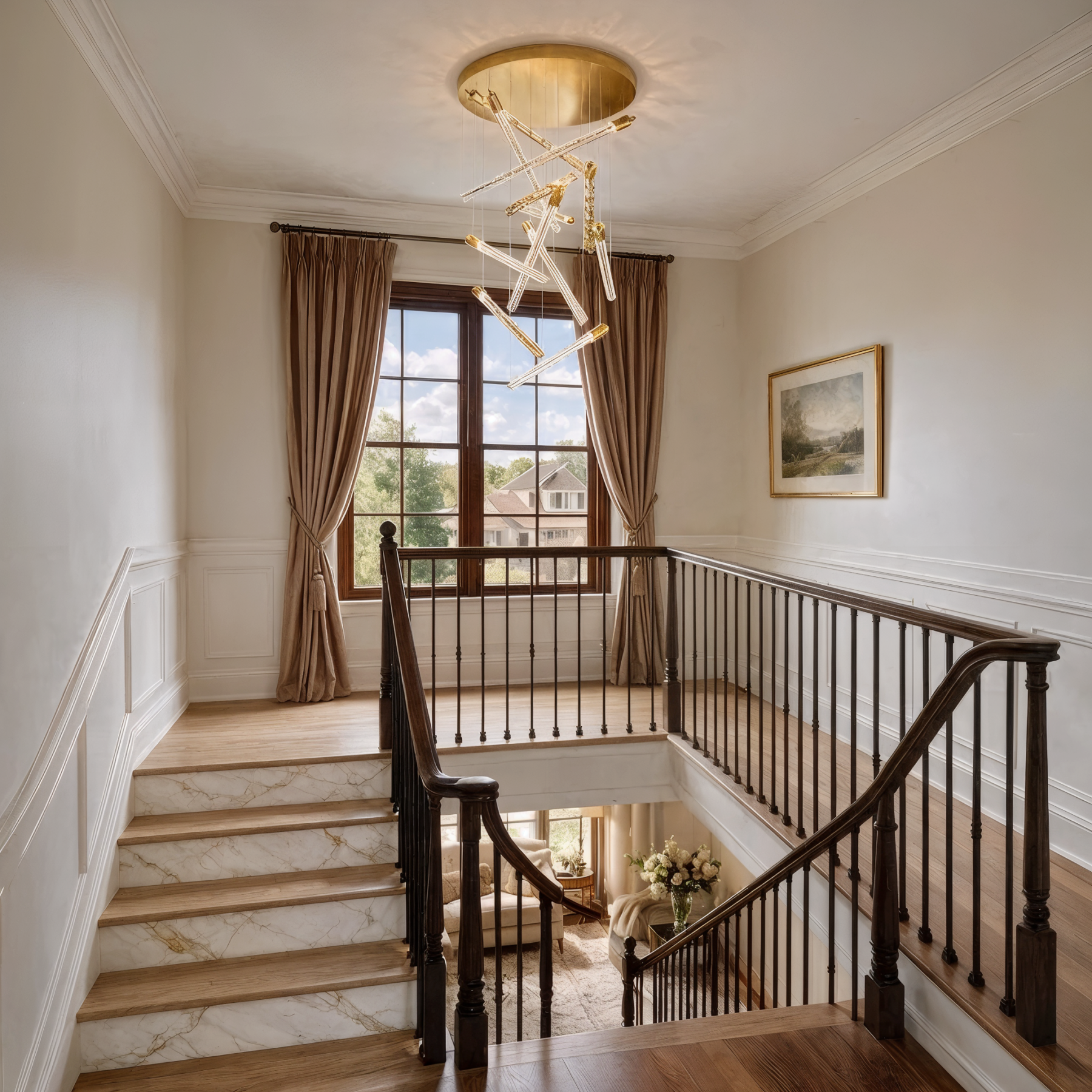 Asymmetrical Crystal Melody 4 shown in a contemporary interior