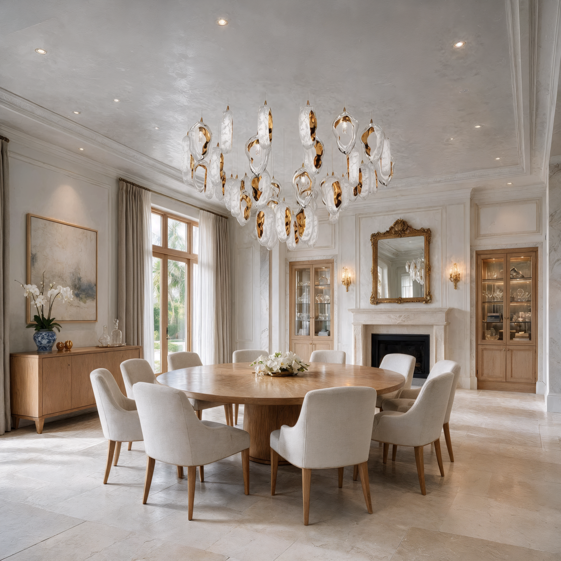 Cascade Coastal Chandelier Seashell 11 shown in a contemporary interior