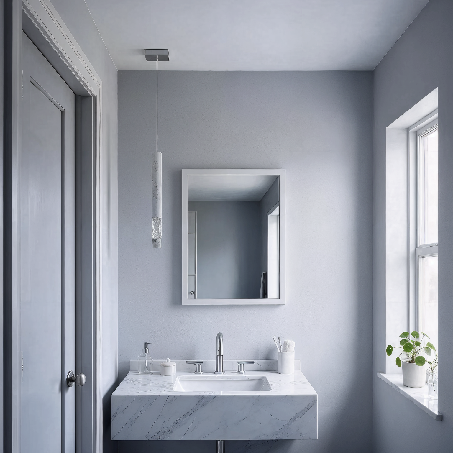 Elementis 1H/1W White Marble Stick Pendant shown in a contemporary interior