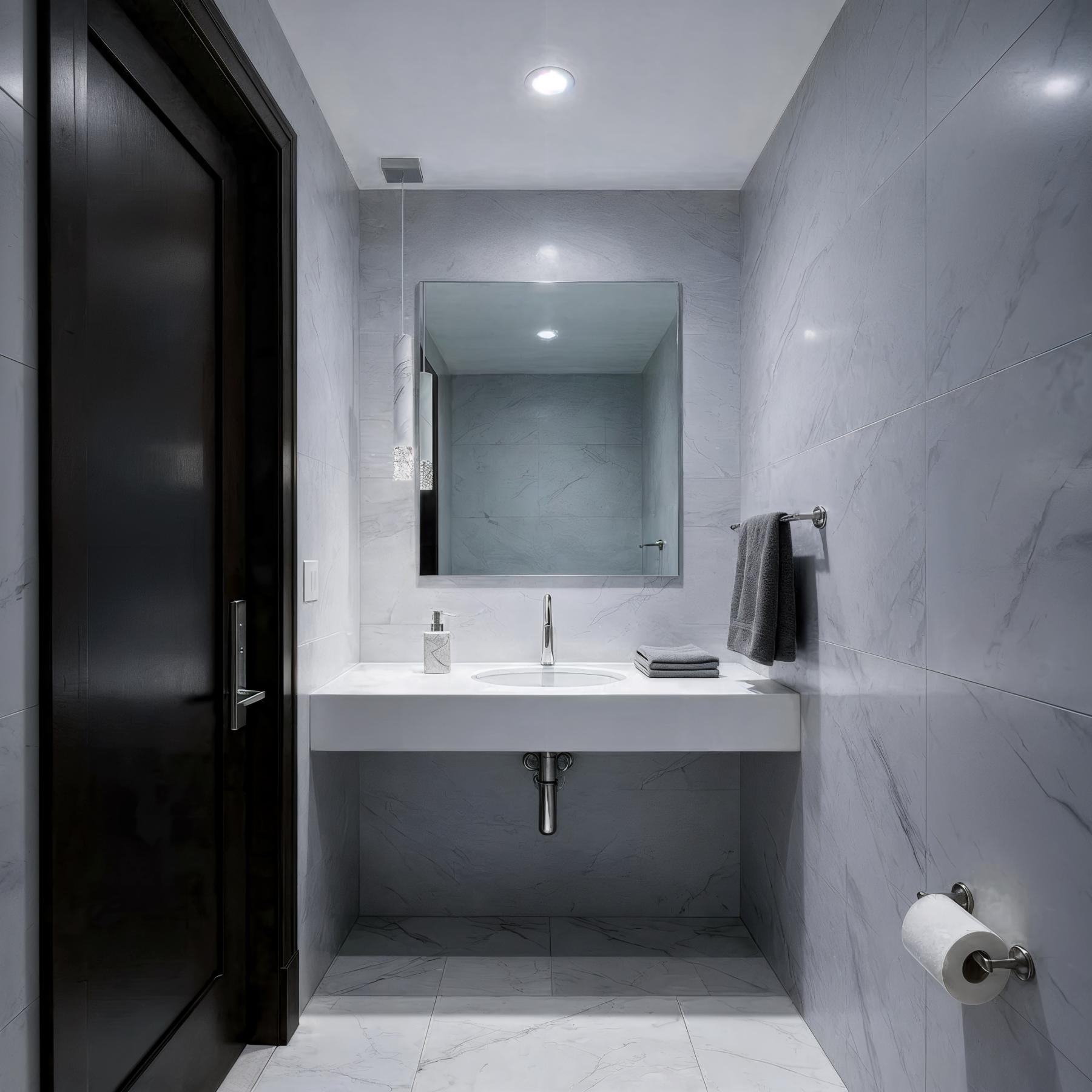 Elementis 1W White Marble Stick Pendant shown in a contemporary interior