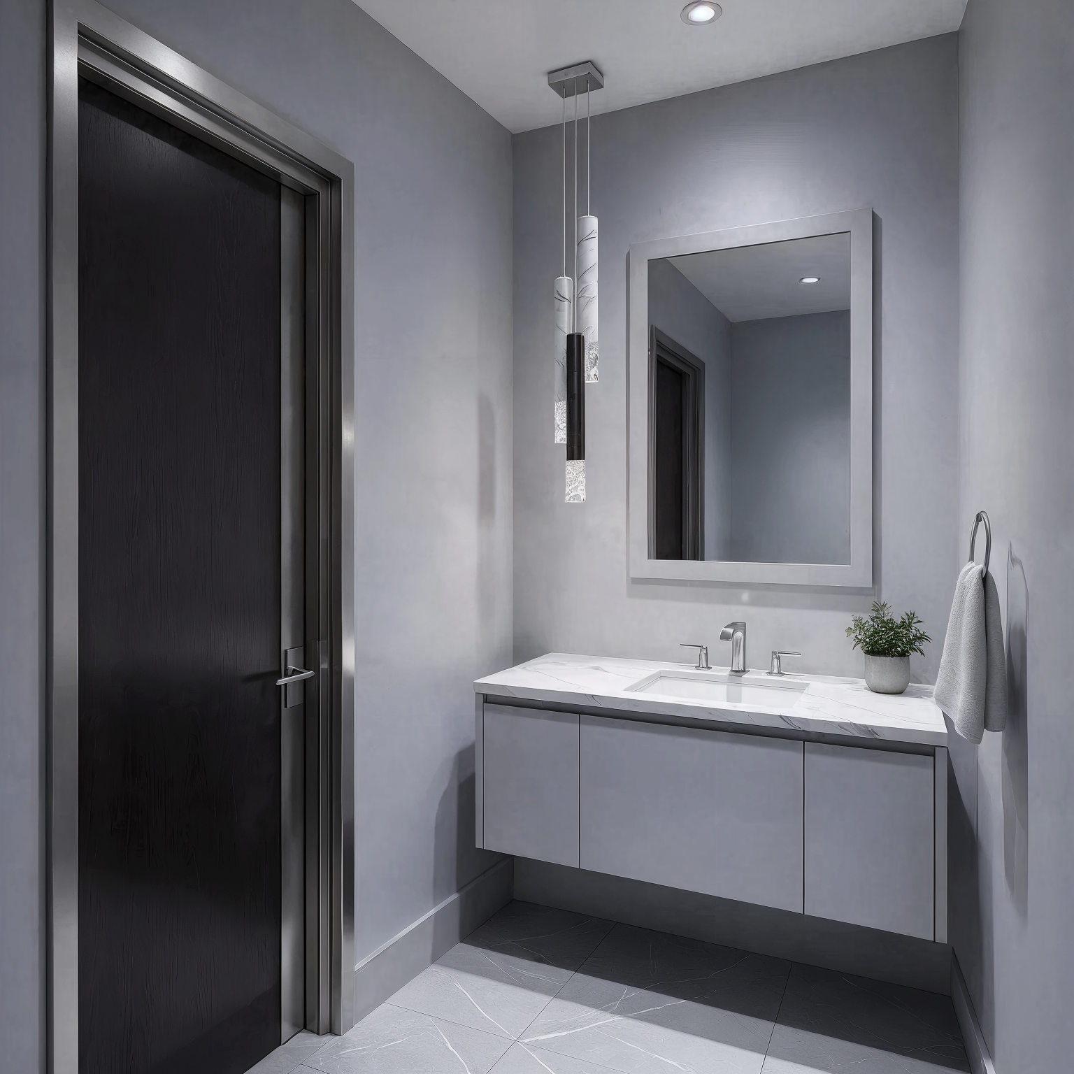 Elementis 2/2W+1B Marble Pendant Light shown in a contemporary interior