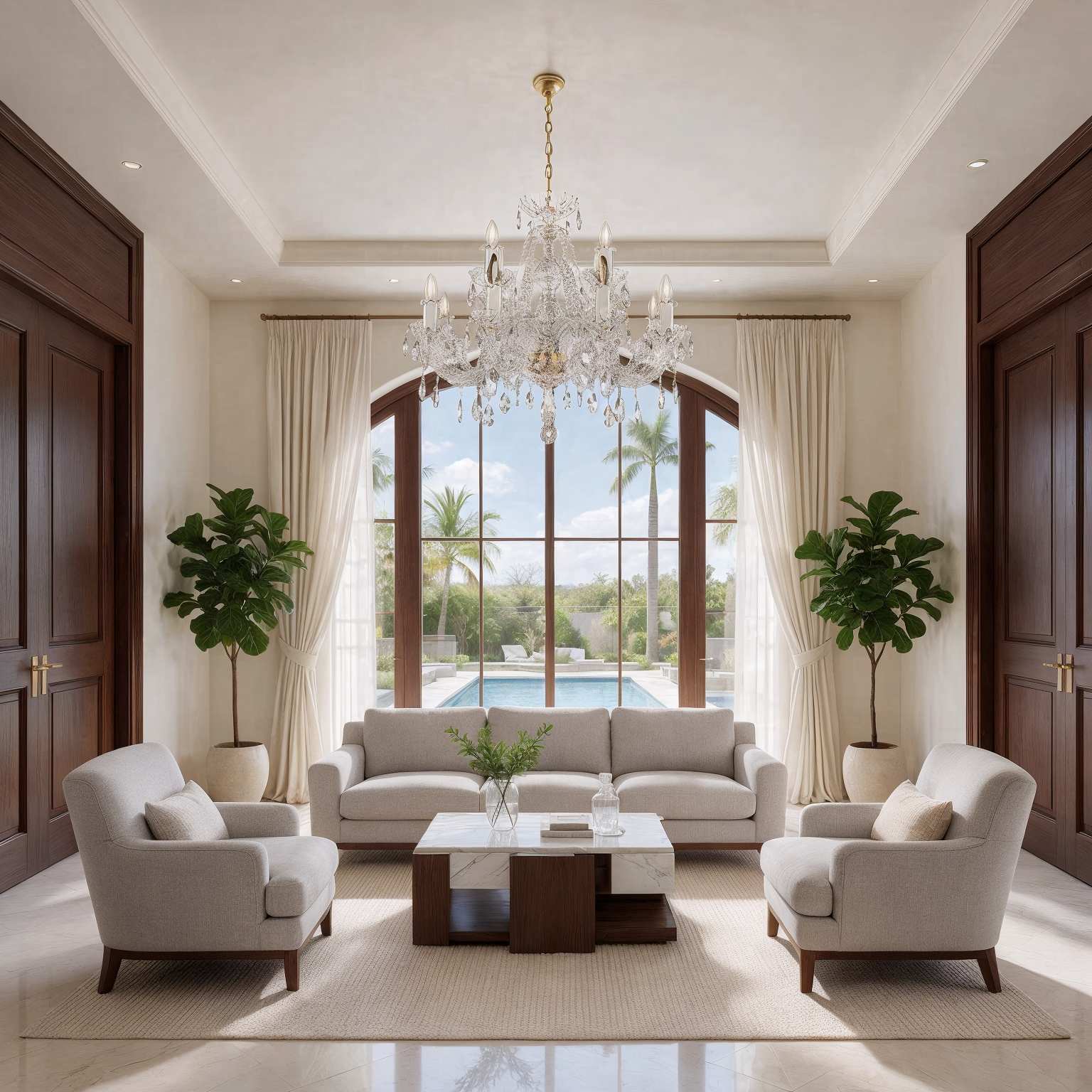 Everglow Classic Chandelier with gold and silver accent L100/8+4/02 shown in a contemporary interior