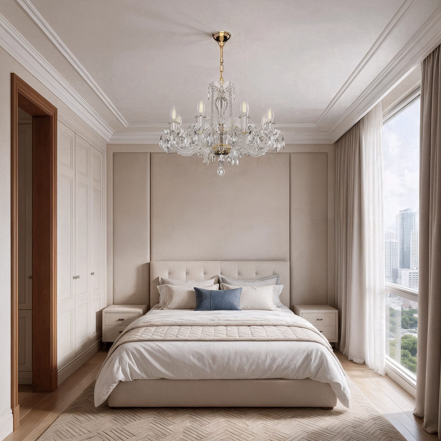 Ornamenta Crystal Chandelier L104/8/02 shown in a contemporary interior
