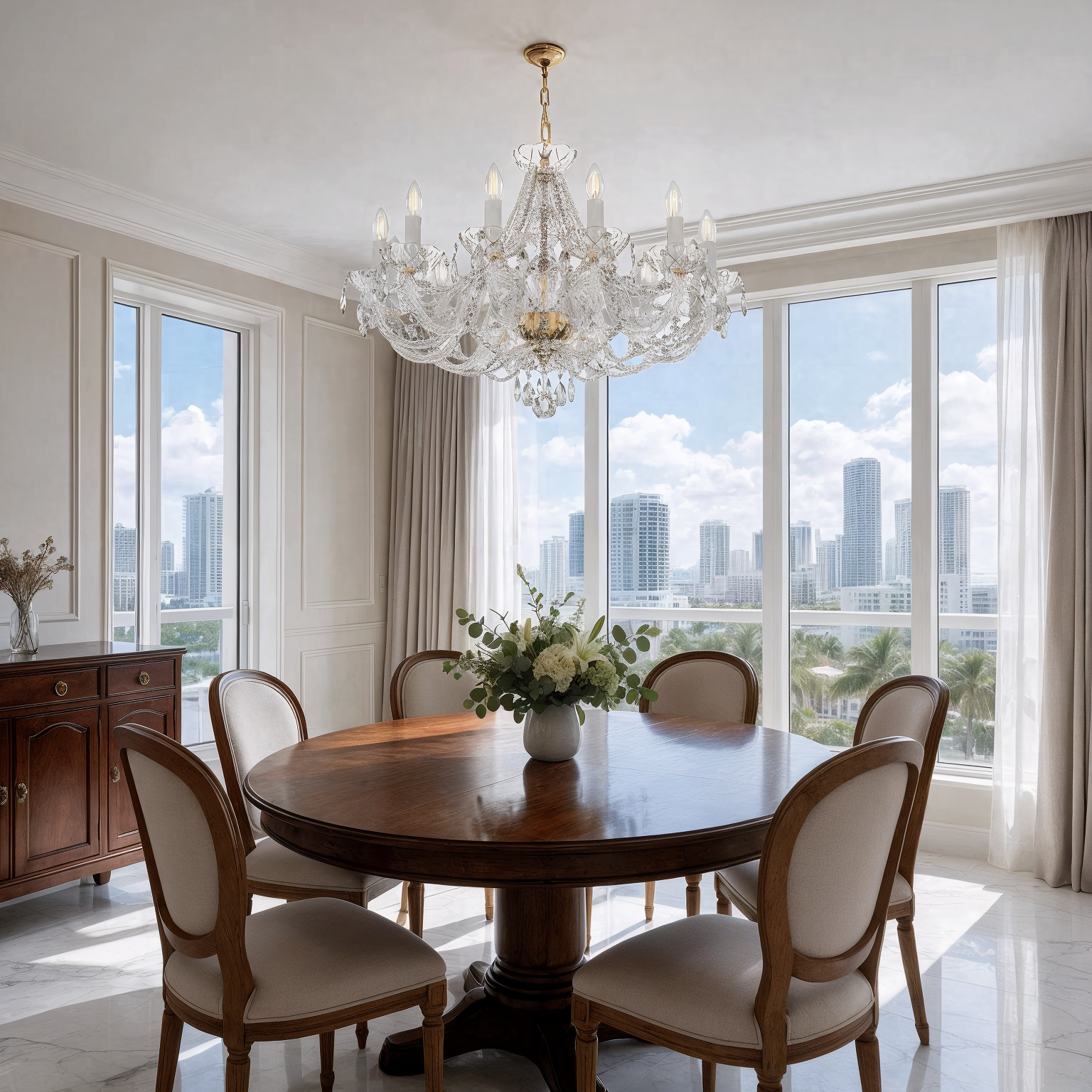 Crystal Chandelier with 10-Light Design L132/12/021 shown in a contemporary interior