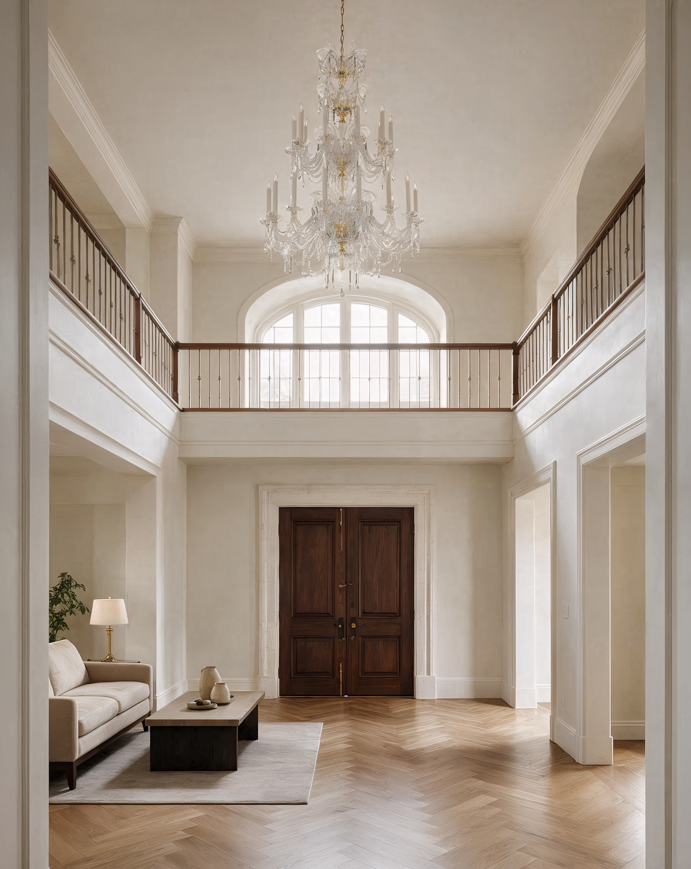 CELESTINE Large Crystal Chandelier with gold or silver finishes 25 lights L618/25/03 shown in a contemporary interior