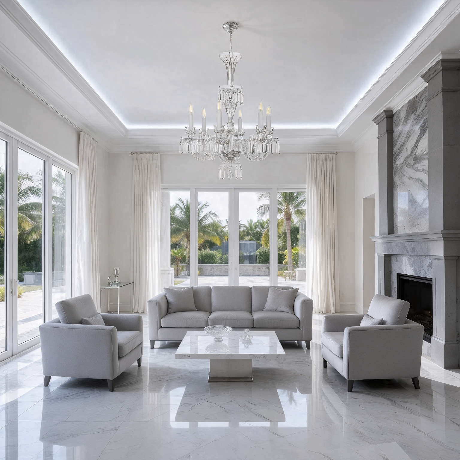 Classic Bohemian Chandelier 678/6/03/AD shown in a contemporary interior