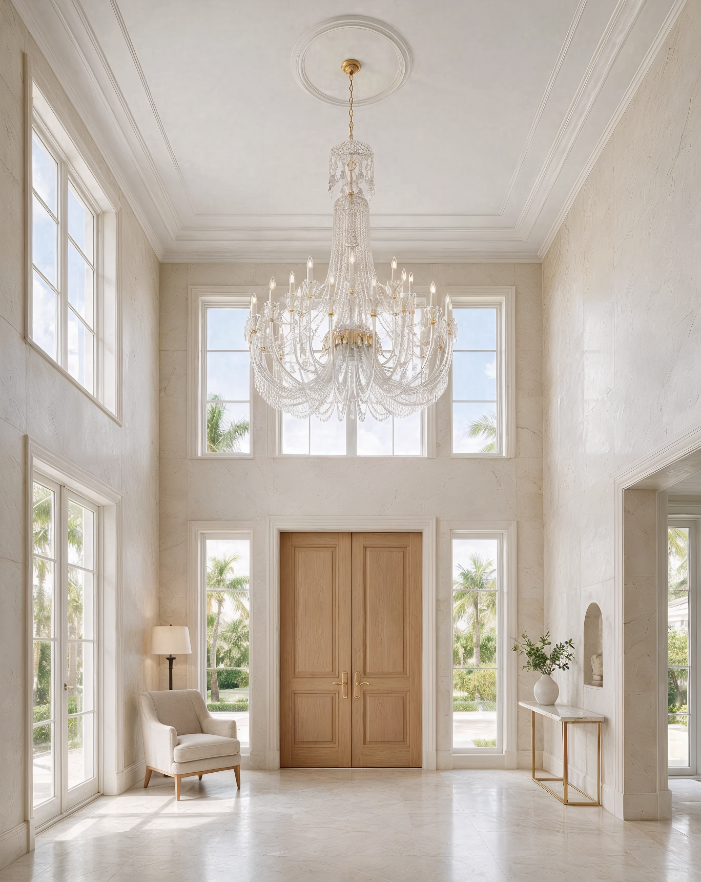 Crystal Chandelier L840/18+9/03F shown in a contemporary interior