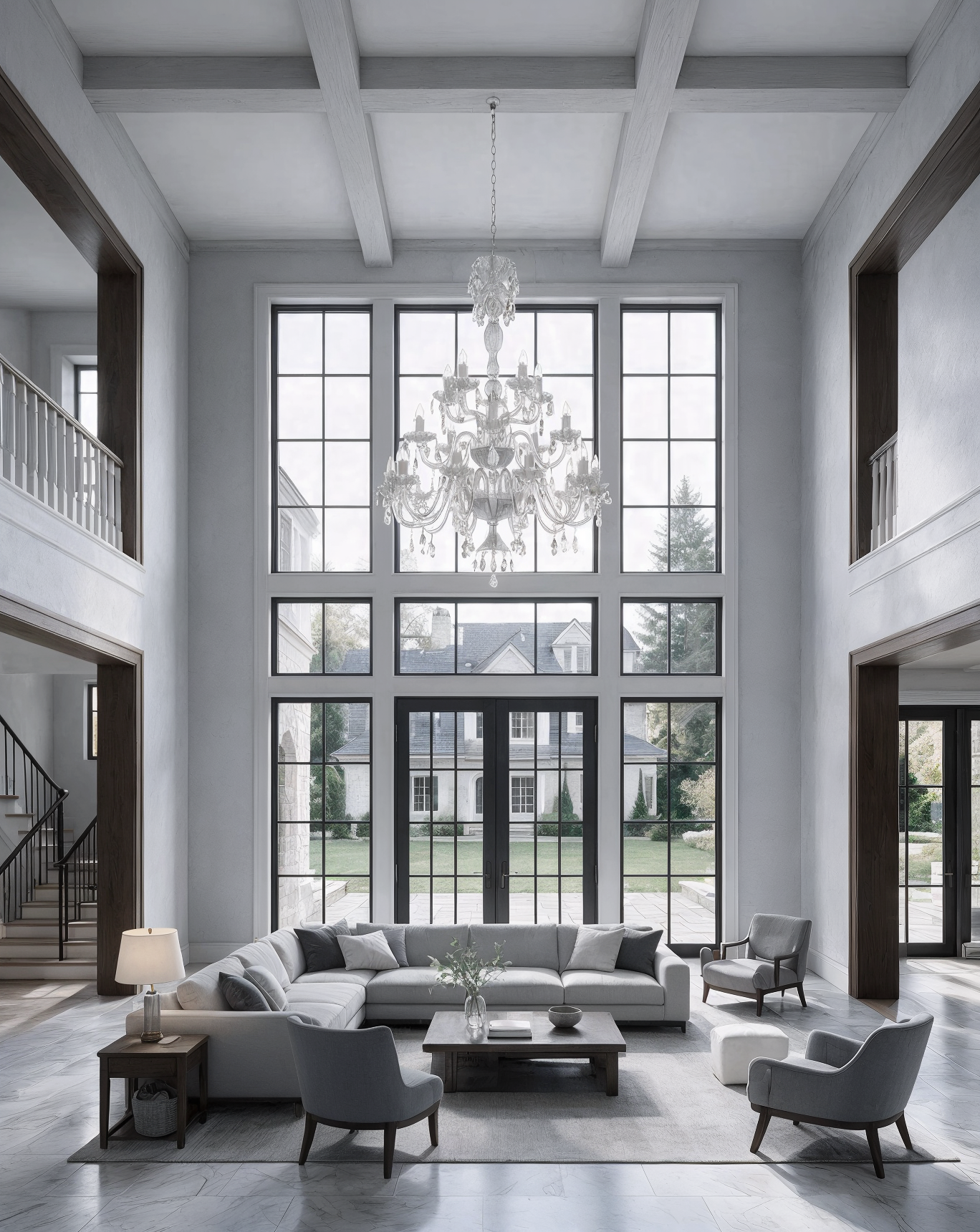 20-Light Crystal Chandelier L680/20/02/M shown in a contemporary interior