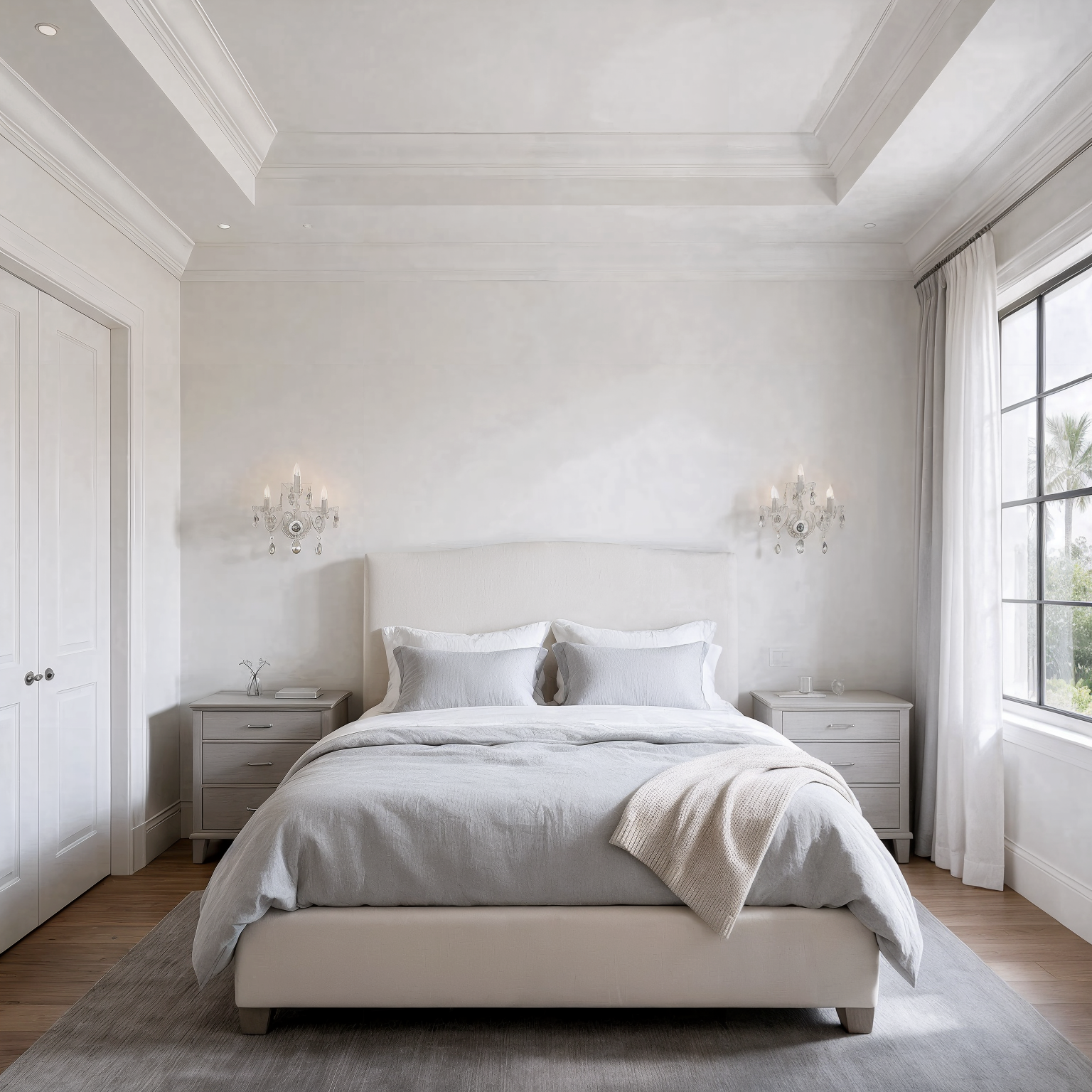 2-Light Crystal Wall sconces N680/3/02 M shown in a contemporary interior