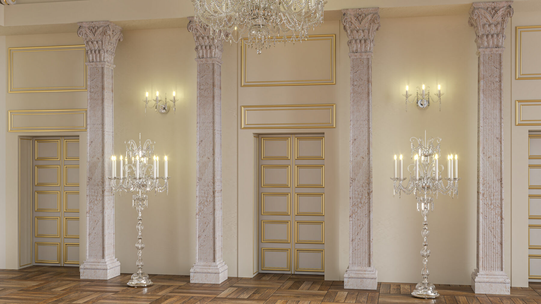 CELESTINE Wall Crystal Sconces with gold or silver finishes 2 lights L618/2/03 shown in a contemporary interior