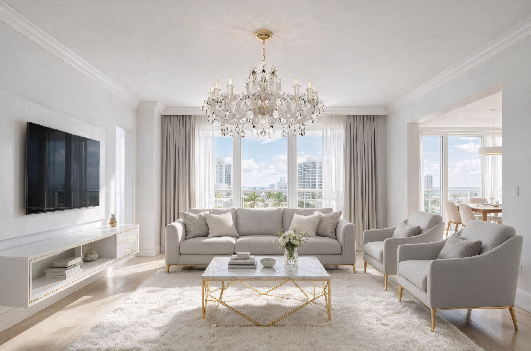 Bohemian Chandelier 16-lights L102/16/01 shown in a contemporary interior