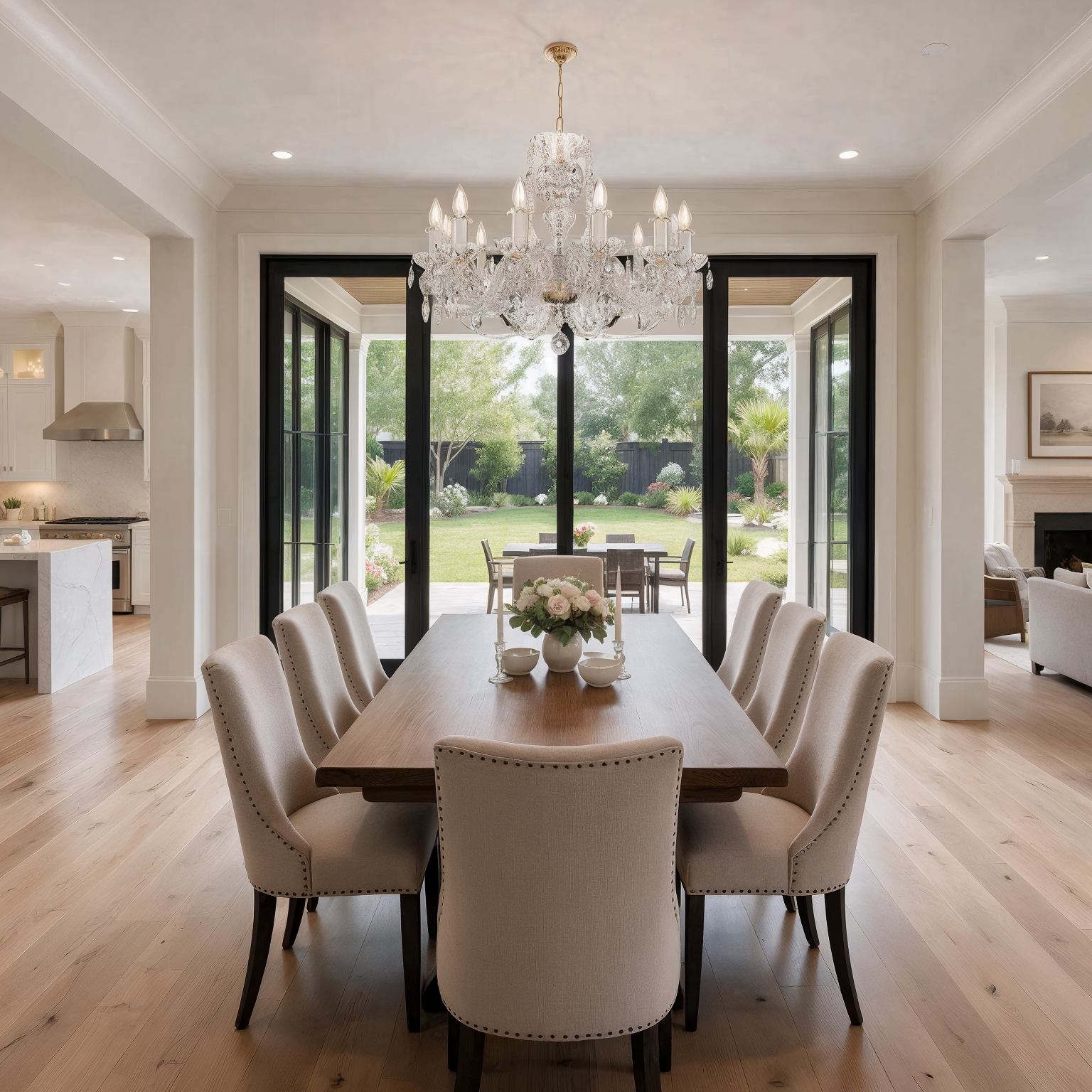 Crystal Chandelier Bohemian Style Sun Collection L107/12/01 shown in a contemporary interior