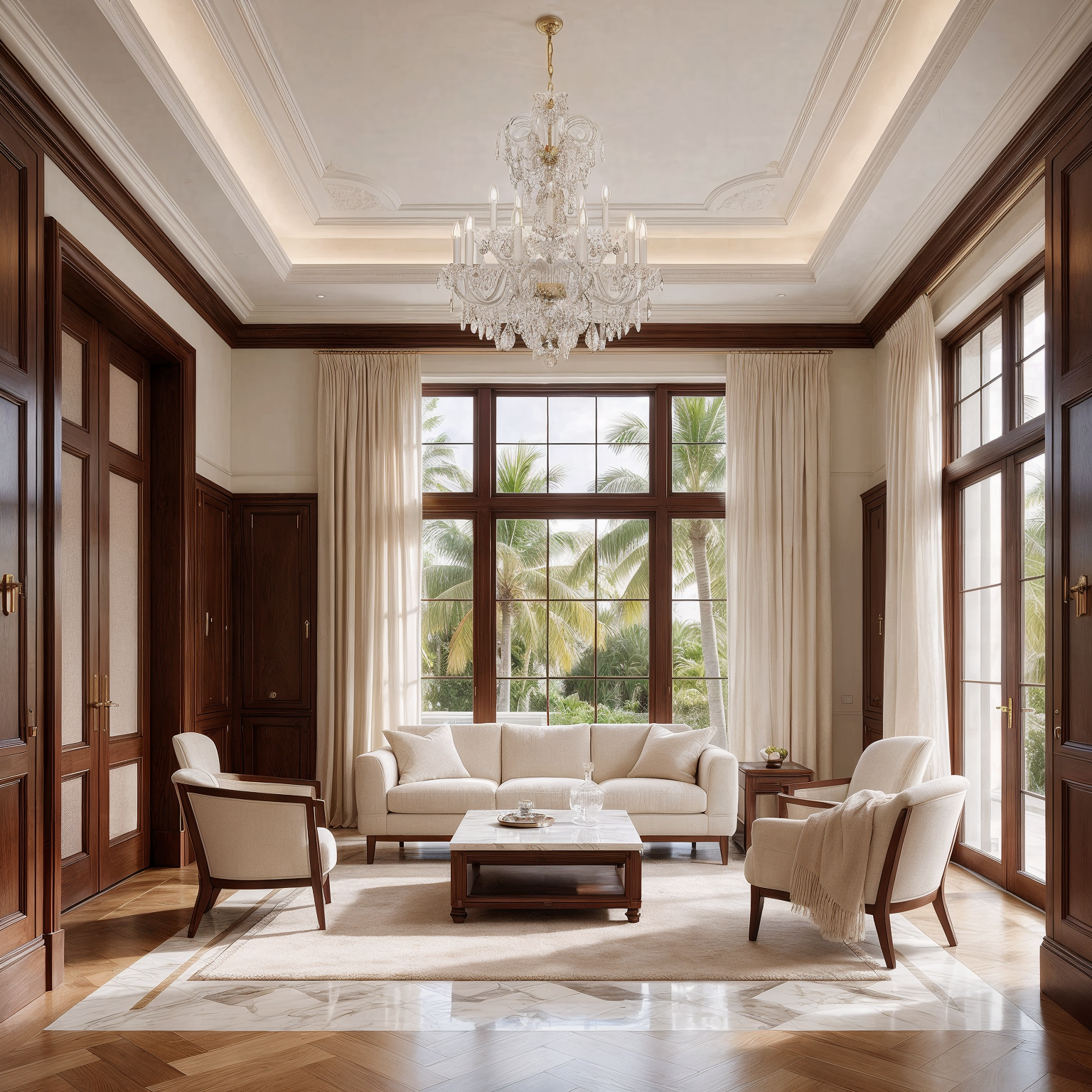 Chandelier Large Queen of Lights L128/15/04 shown in a contemporary interior