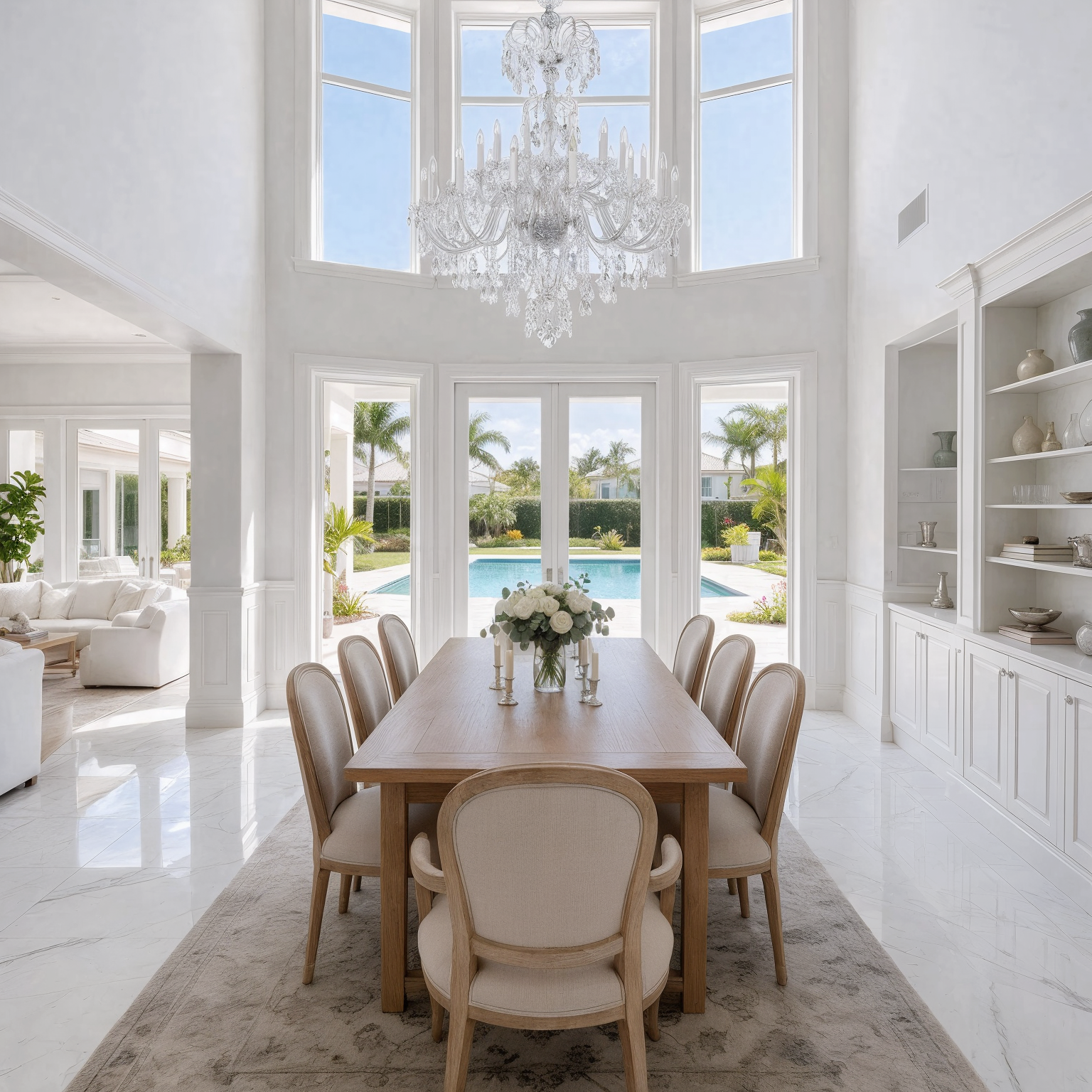 Large Classic Chandelier Queen of Lights L128/32/04 shown in a contemporary interior