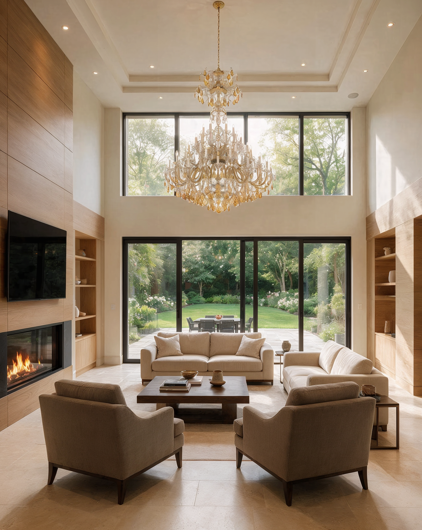 Extra Large Amber Crystal Chandelier 130/54/04-2/DB shown in a contemporary interior