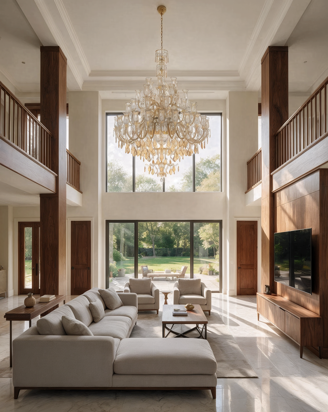 Extra Large Amber Crystal Chandelier 131/48/03-2/DBT4 amber arms shown in a contemporary interior