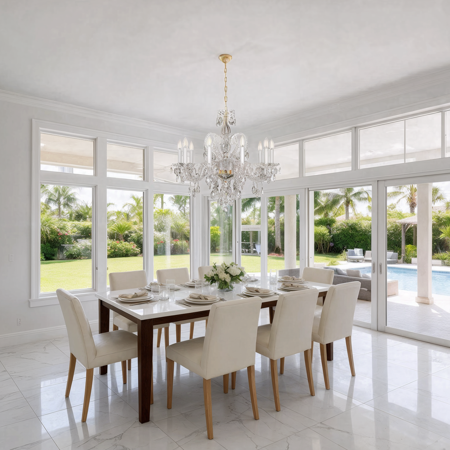 Bohemian Crystal Chandelier Magic Swan L138/10/01 shown in a contemporary interior