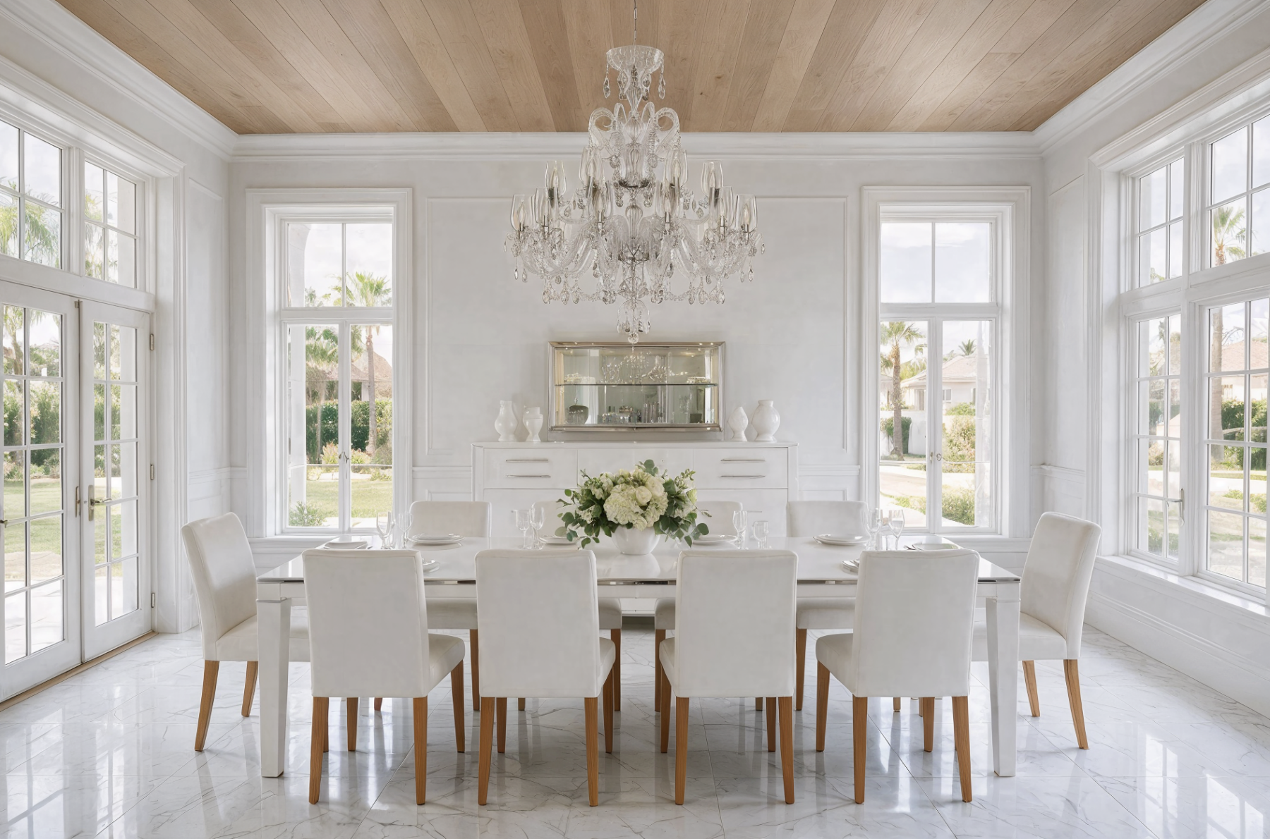 Bohemian Crystal Chandelier Magic Swan L138/12+6/01/AB3T shown in a contemporary interior