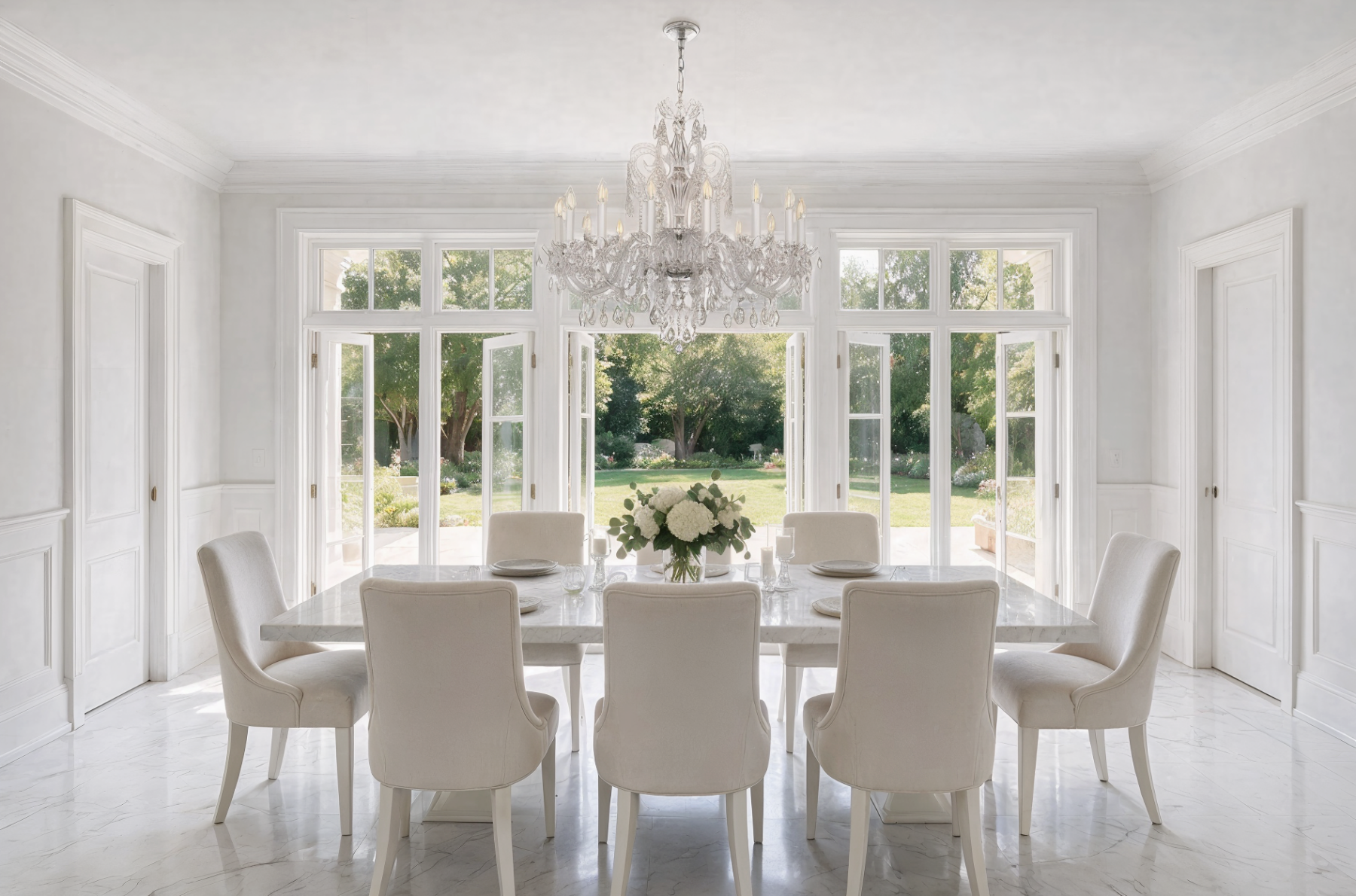 Bohemian Crystal Chandelier Magic Swan L138/16/01 shown in a contemporary interior